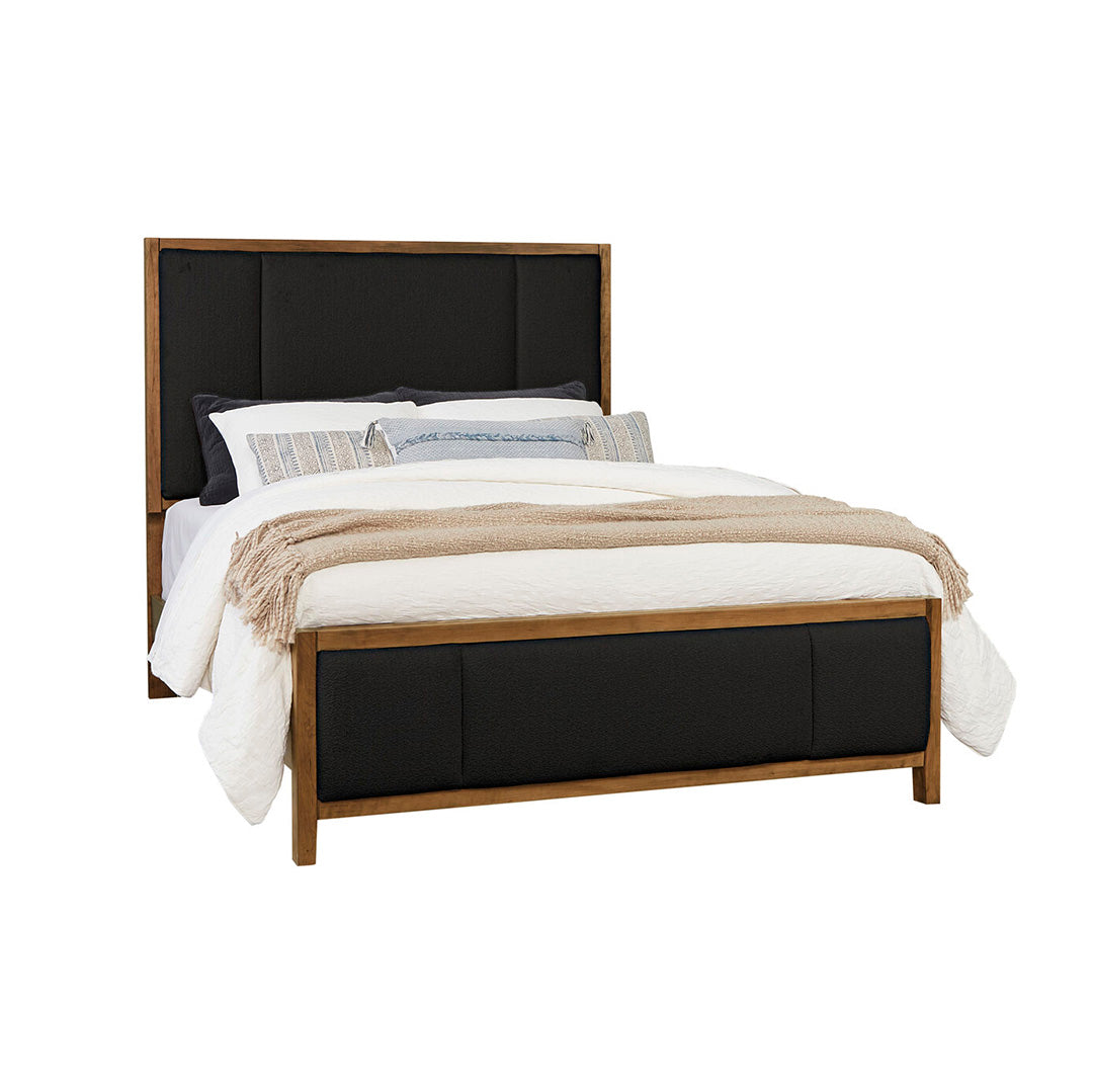 Handcrafted Cherry Wood Upholstered Bed Frame - Queen Size Luxury Bedroom Furniture for Master Bedroom & Guest Room Decor