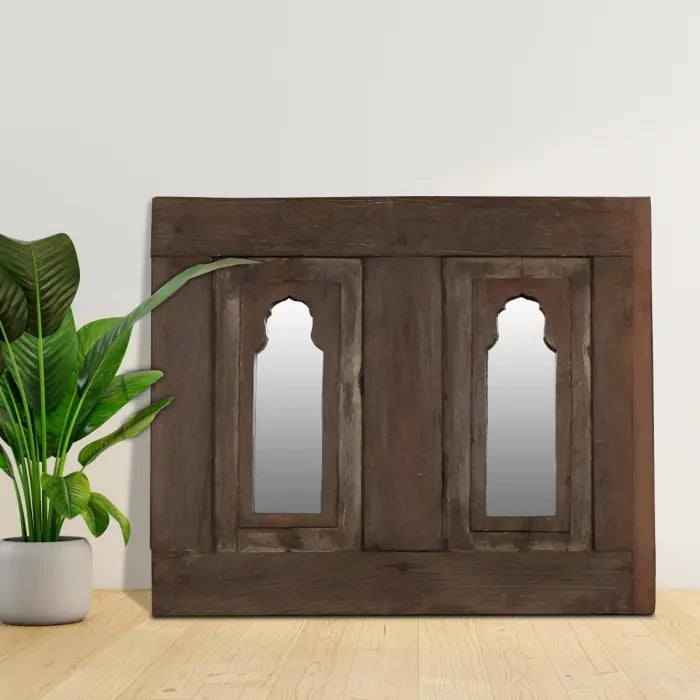 Handmade Antique Wooden Arched Mirror Frame 60x5x50cm - Vintage Home Decor for Living Room, Bedroom & Entryway