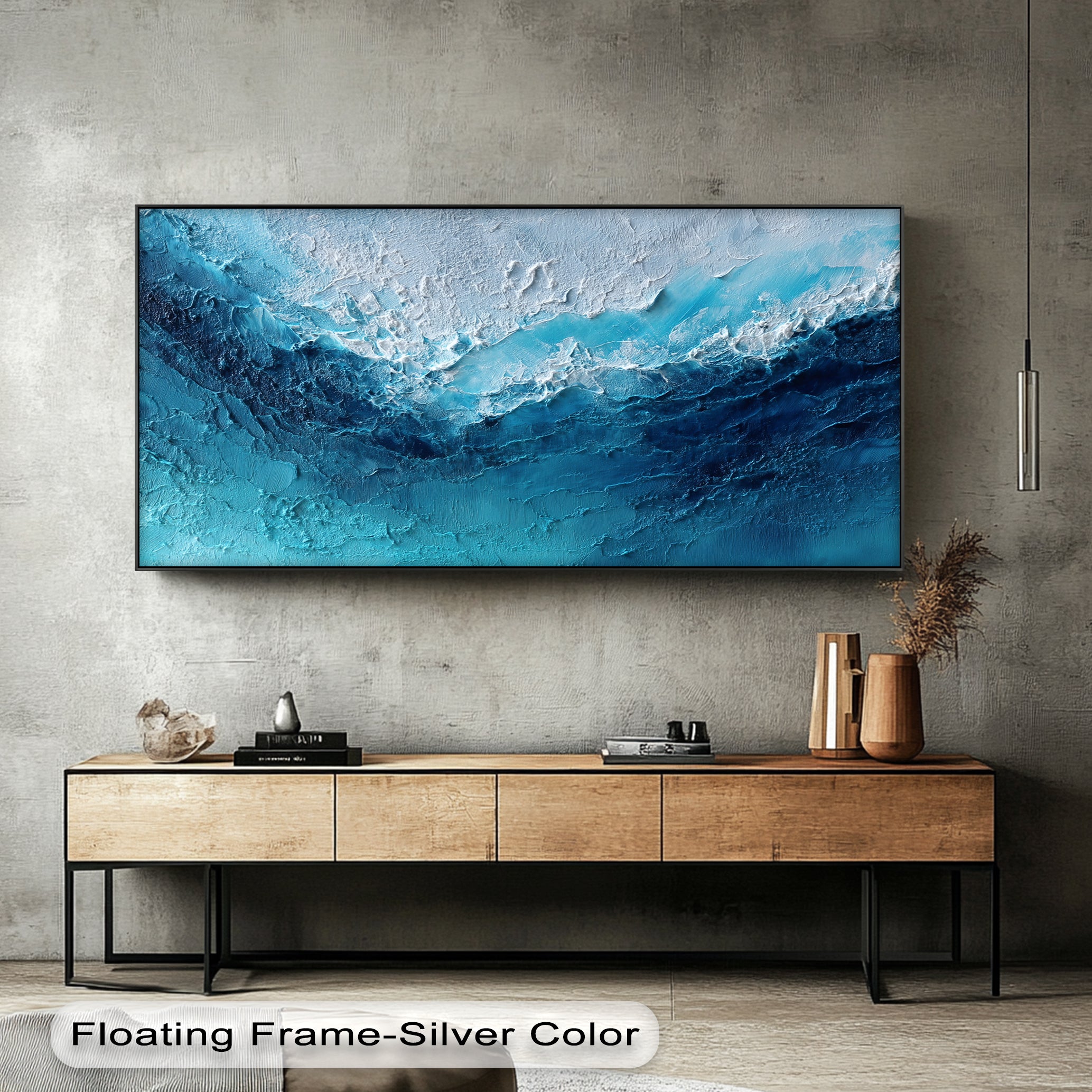 Abyssal Surge - Deep Blue Ocean Texture Canvas Print Wall Art | Modern Home & Office Decor | Perfect for Living Room, Bedroom, or Coastal Theme Interior Design