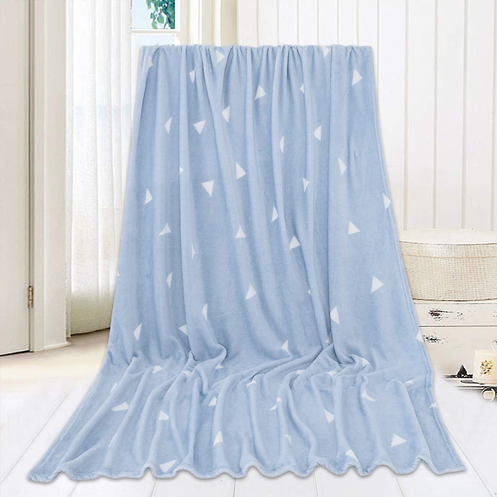 aihihe Sherpa Fleece Flannel Blanket - Ultra Soft Microfiber Velvet Throw for Bed, Sofa & Couch - Twin Size 47×78 Inch (Sky Blue Triangle Pattern) - Perfect for Cozy Nights, Movie Time & Home Decor