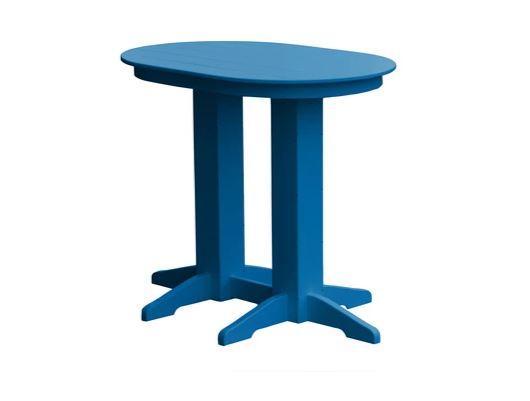 A & L Furniture Oval Bar Table with Free 2 Umbrella Holes - Perfect for Outdoor Patio, Poolside, and Backyard Entertaining