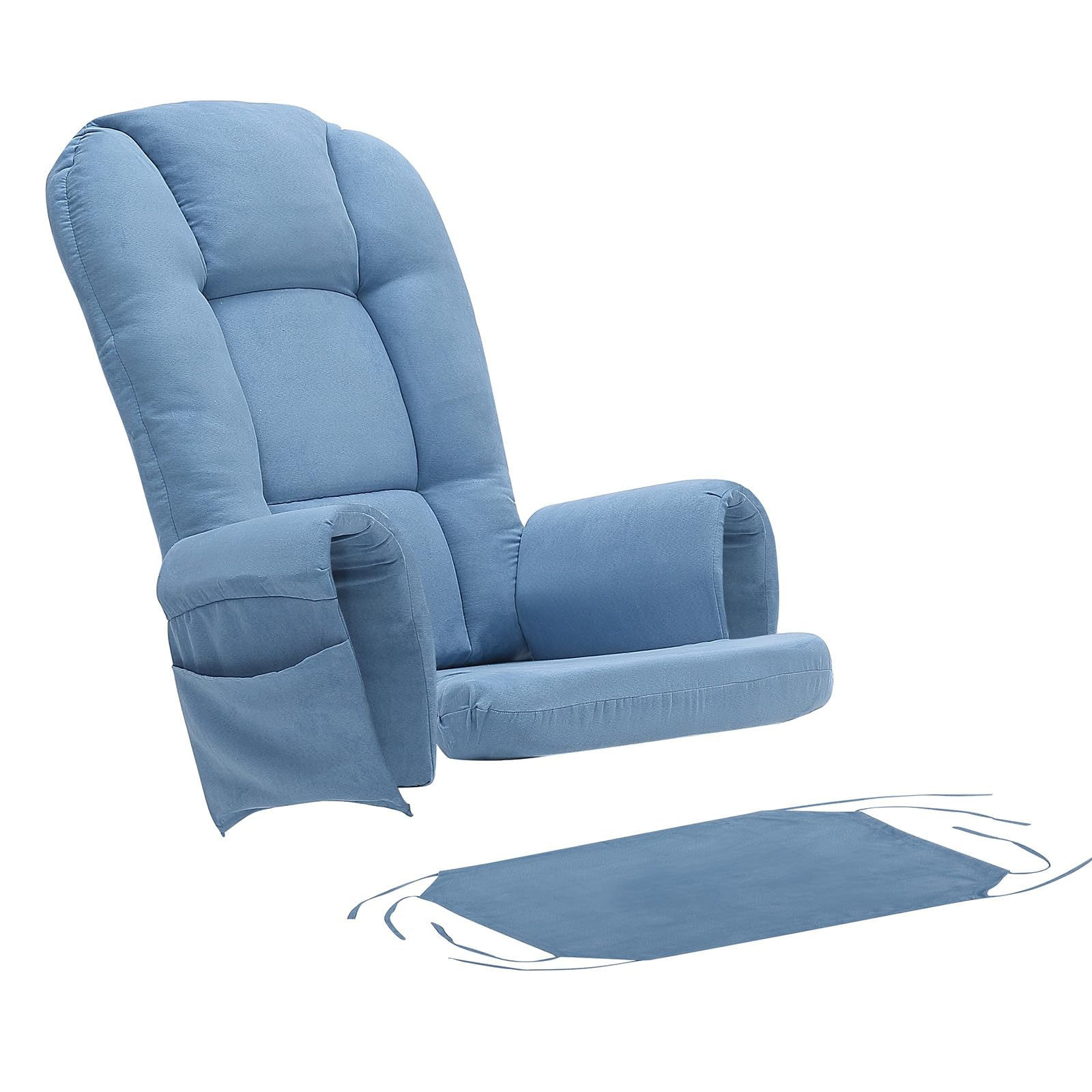 5PCS Thick Soft Suede Glider Rocker Replacement Cushion Set with Ottoman Cover - Premium Nursery Rocking Chair Cushions for Indoor Use, Blue - Perfect for Nursery, Living Room & Relaxation Spaces