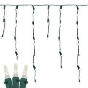 150 Warm White LED Icicle Christmas Lights - 15ft Green Wire, Commercial Grade M5 Bulbs for Outdoor Holiday Decorations - Perfect for Roof, Eaves, Trees, and Holiday Displays