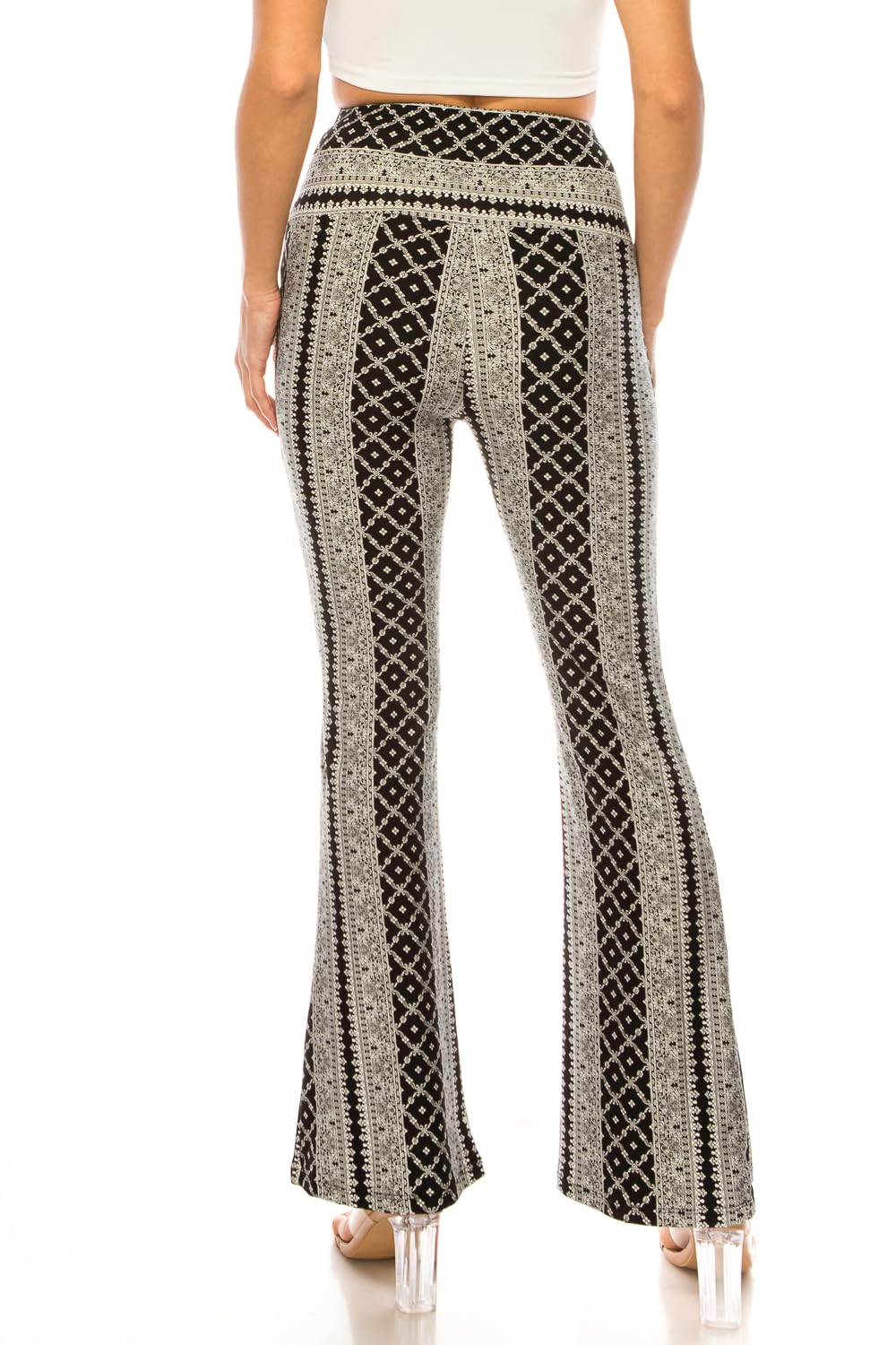 LA12ST High Waisted Yoga Flare Leggings for Women - Tummy Control Printed Palazzo Pants, Buttery Soft Bell Bottom Pants for Yoga, Workout & Casual Wear