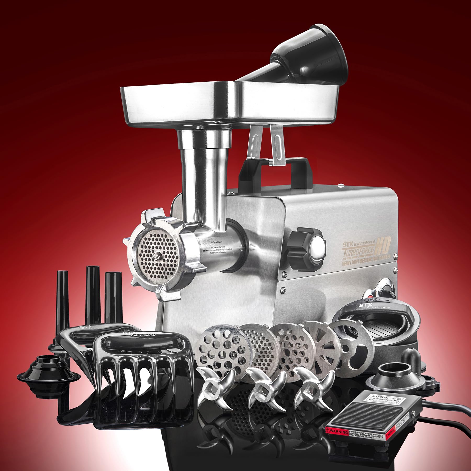 Powerful 3500W 6-in-1 Electric Meat Grinder with Sausage Stuffer & Kubbe Maker - Heavy Duty Stainless Steel Meat Mincer with 5 Grinding Plates, Foot Pedal & Accessories - Perfect for Home Butchering, Sausage Making & Food Prep