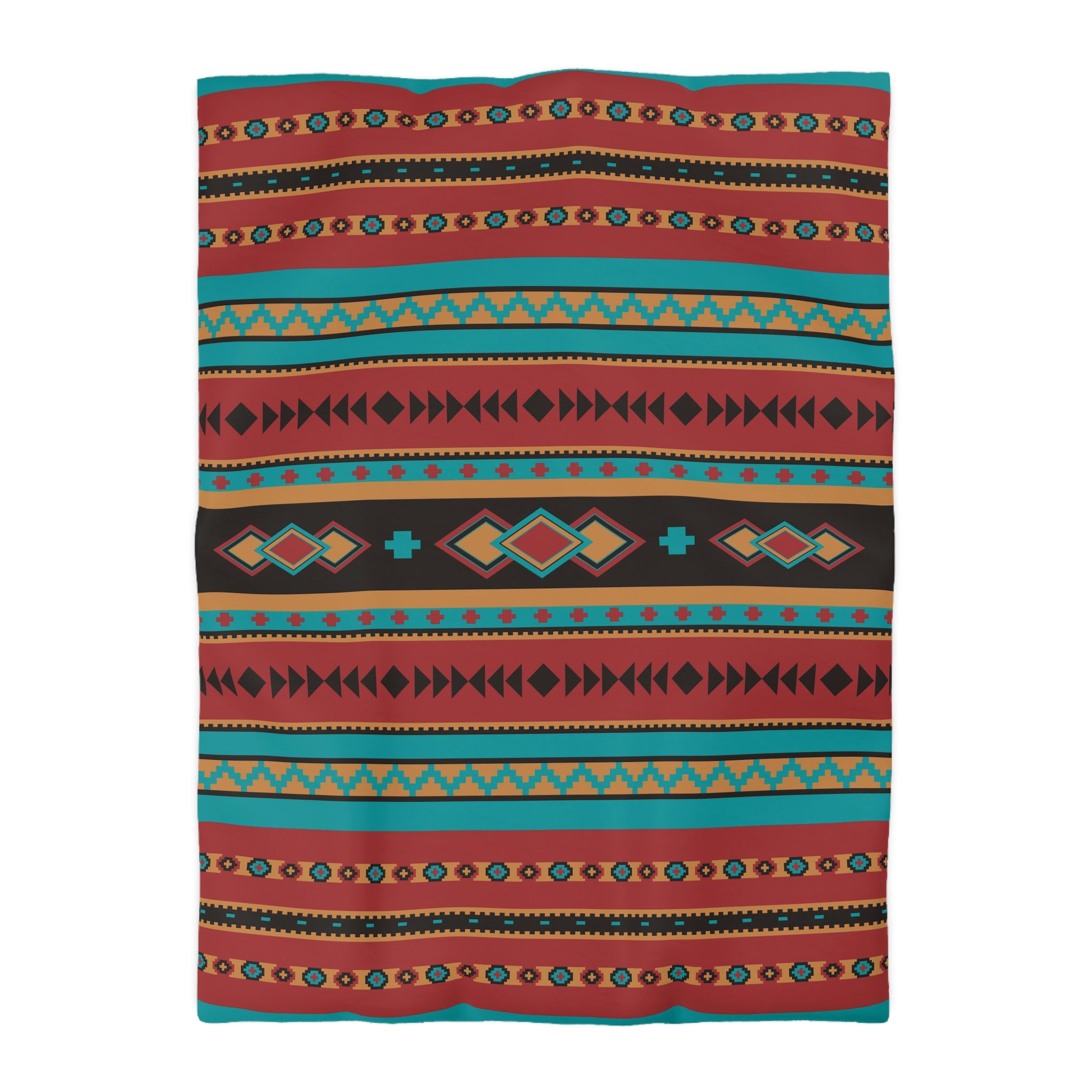Southwestern Microfiber Duvet Cover - Desert Jewel Pattern Rustic Bedding Set for Queen/King Size - Soft Breathable Bedroom Decor for Cozy Cabin, Farmhouse or Boho Chic Home