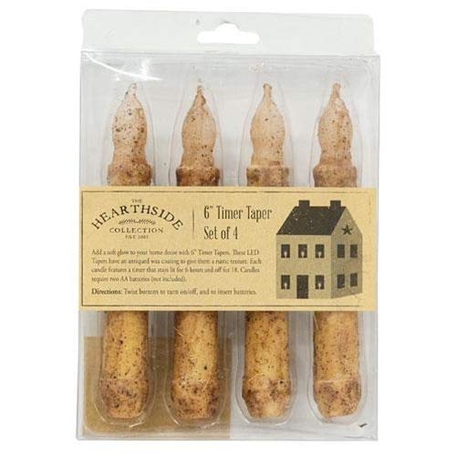 PELLIOT Set of 4 - 6 Inch Burnt Ivory Taper Candles for Home Decor, Wedding Centerpieces, Romantic Dinner Lighting - The Hearthside Collection