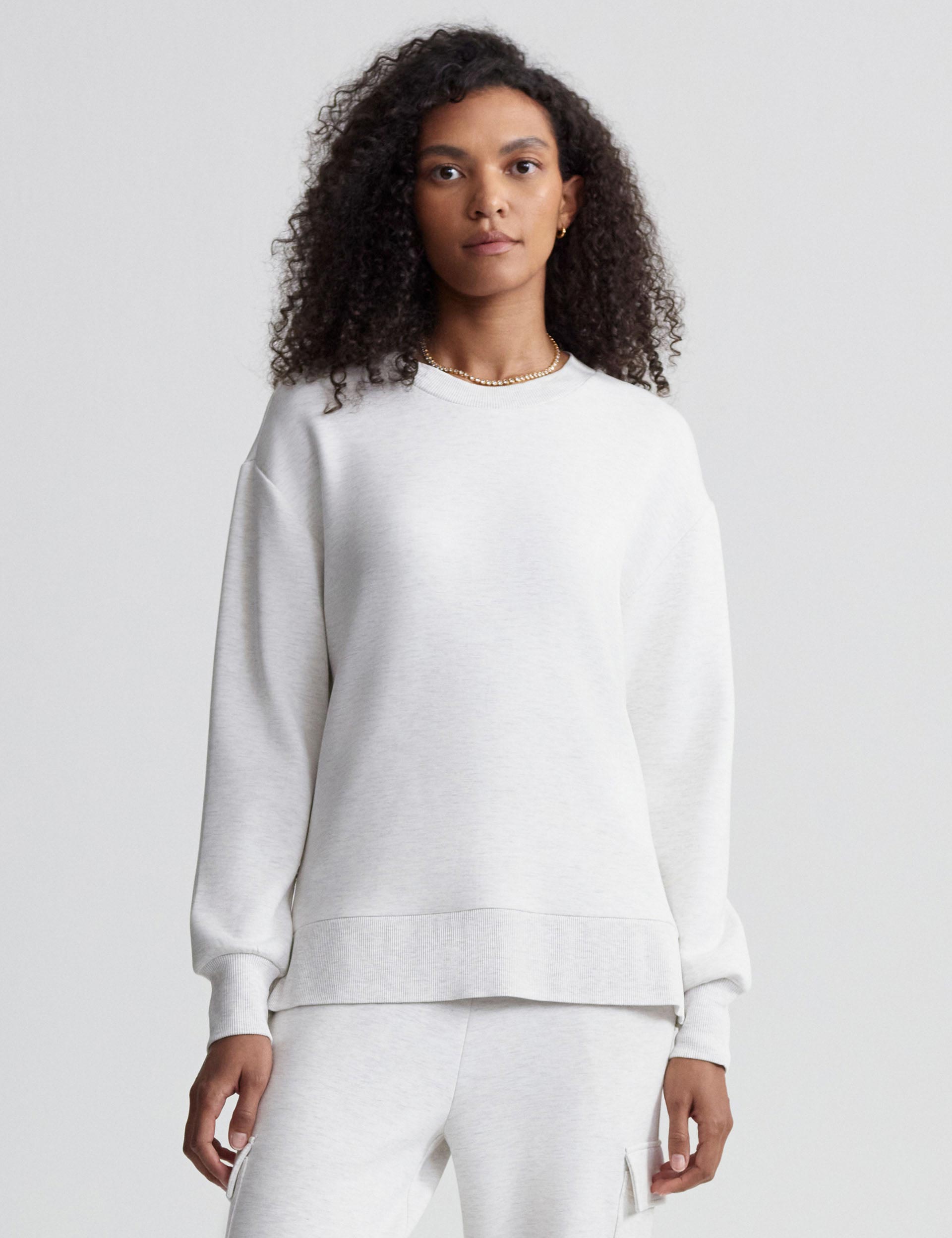 Gabriella Sweat Ivory Marl Women's Casual Pullover Sweatshirt - Soft & Comfortable for Everyday Wear, Lounge & Outings