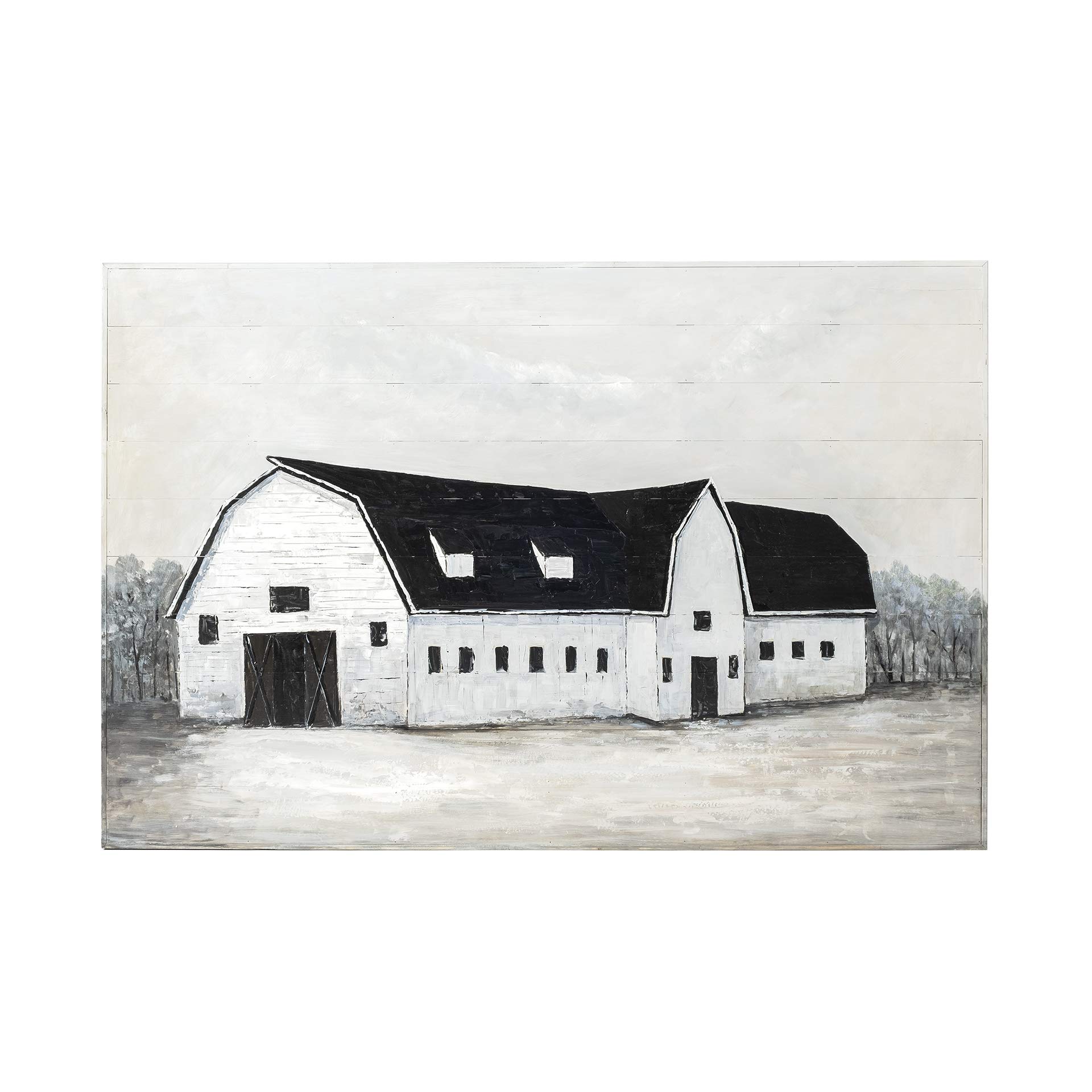 Mercana Sawmill Creek II Oil Painting Set - 15 Piece White Canvas Wall Art for Living Room, Bedroom & Office Decor