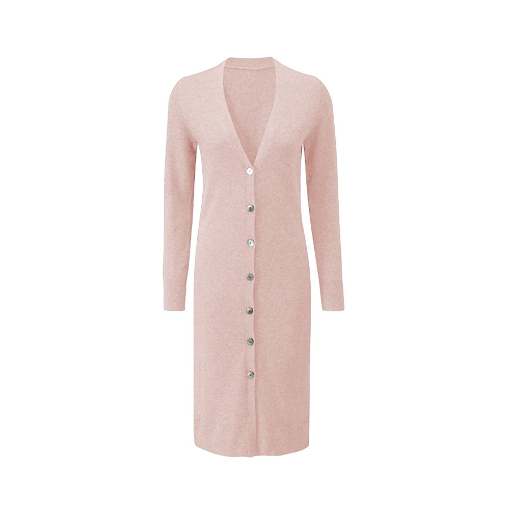 Parisbonbon Women's 100% Cashmere V-Neck Cardigan Sweater - Soft & Warm Light Pink Pullover (Size S) | Perfect for Office Wear, Date Nights & Casual Outfits