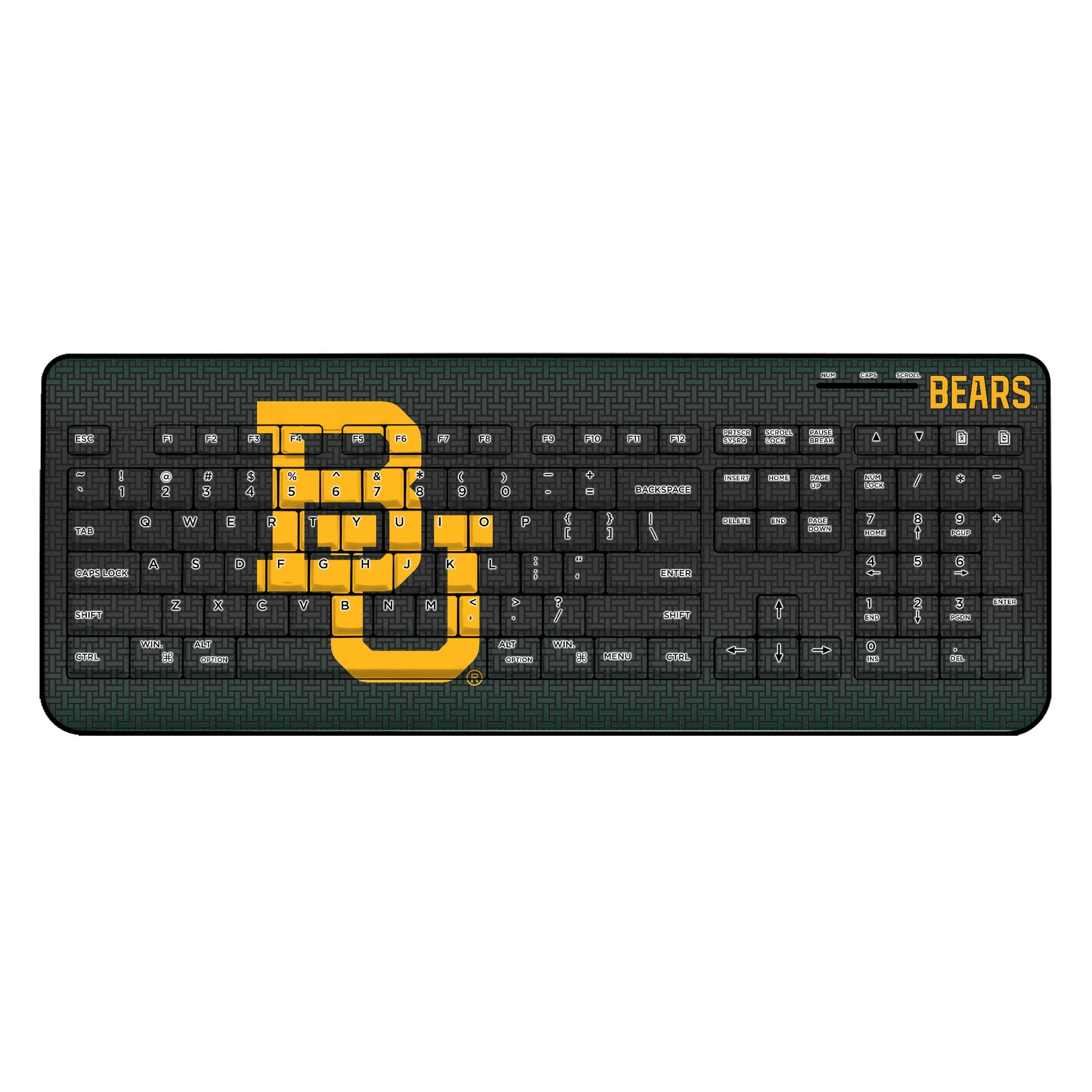 Baylor University Bears Wireless USB Keyboard - Ergonomic Linen Design for Home, Office, and Gaming Use