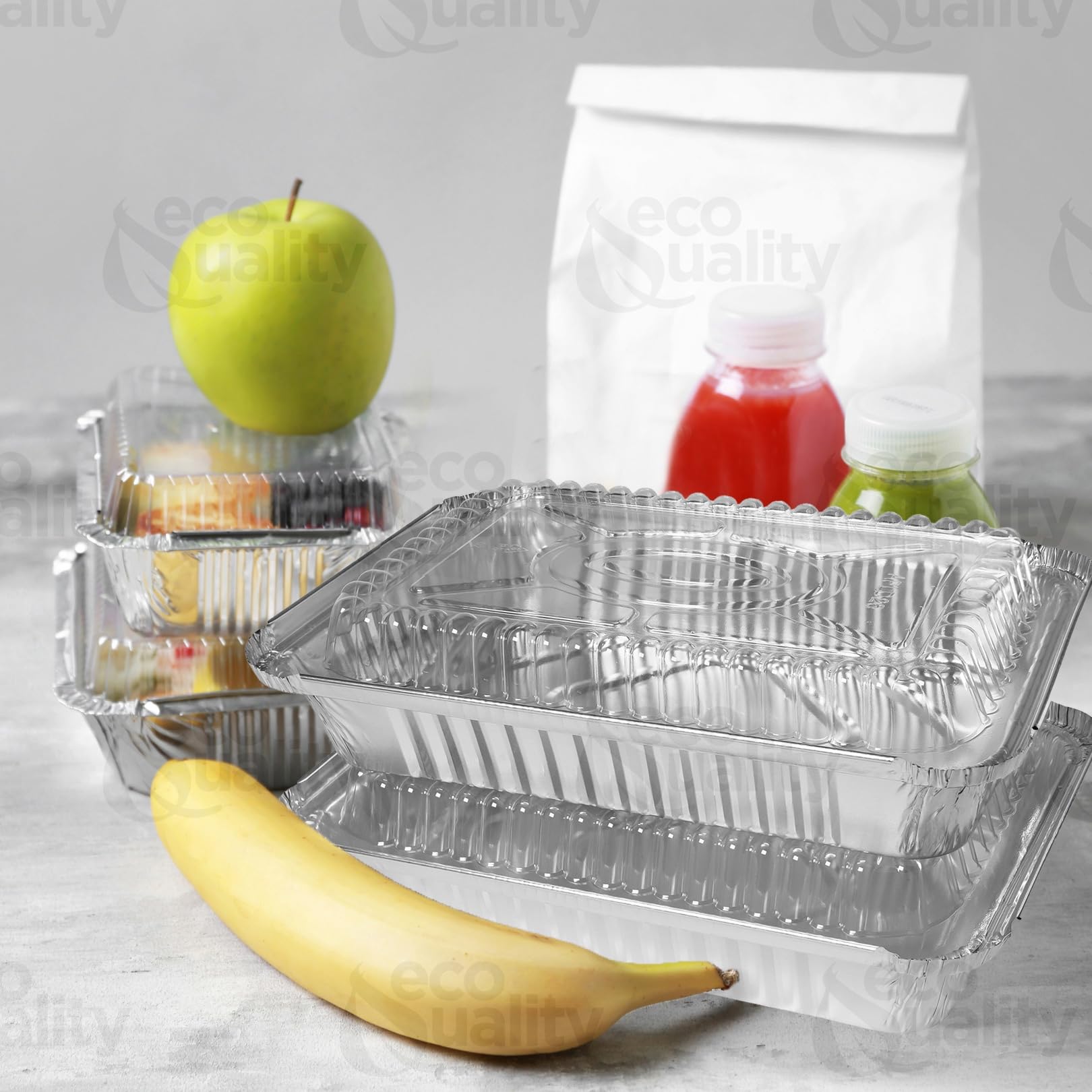 [300 Pack] 2.5LB Oblong Aluminum Foil Baking Pans with Dome Lids - Shallow Takeout Containers for Roasting, Reheating, Catering, BBQ & Parties | Perfect for Potlucks, Food Storage & Meal Prep | EcoQuality Disposable Pans