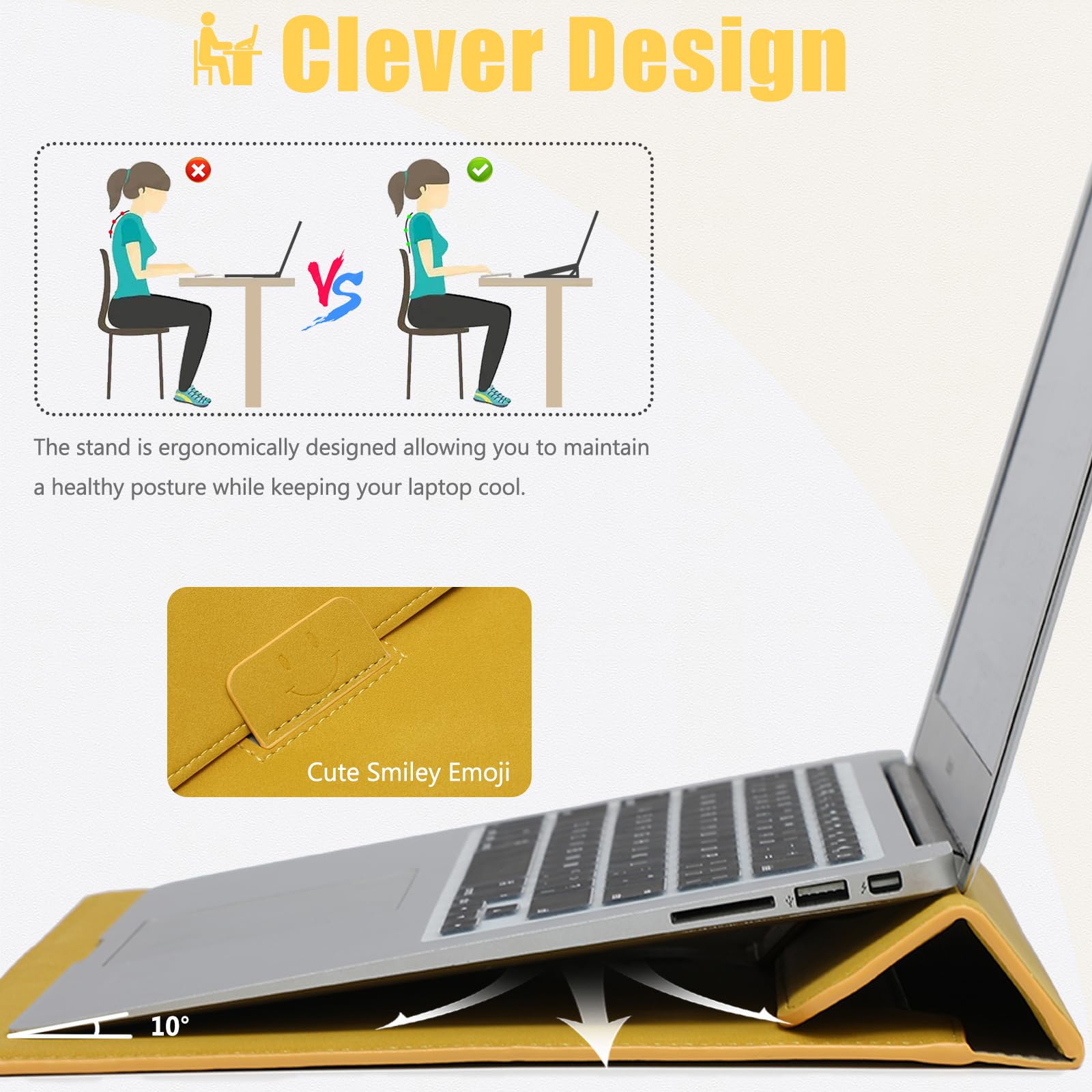 HYZUO 13 Inch Laptop Sleeve Case with Stand - Compatible with MacBook Air 13 (2024-2018 M3/M2/M1), MacBook Pro 13 (2024-2016 M2/M1), iPad Pro 13 M4, iPad Air 13 M2, Surface Pro, Dell XPS 13 - Includes Storage Pouch in Olive Yellow - Perfect for Work, Travel & School Protection