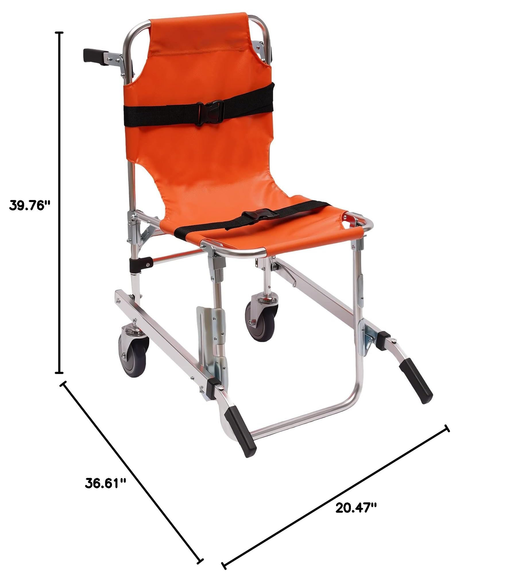Portable Aluminum Alloy Folding Stair Chair - 350lbs Capacity Manual Lift Chair for Elderly Transfer & Emergency Evacuation | Home Mobility Aid & Hospital Stair Climbing Assist (USA Stock)