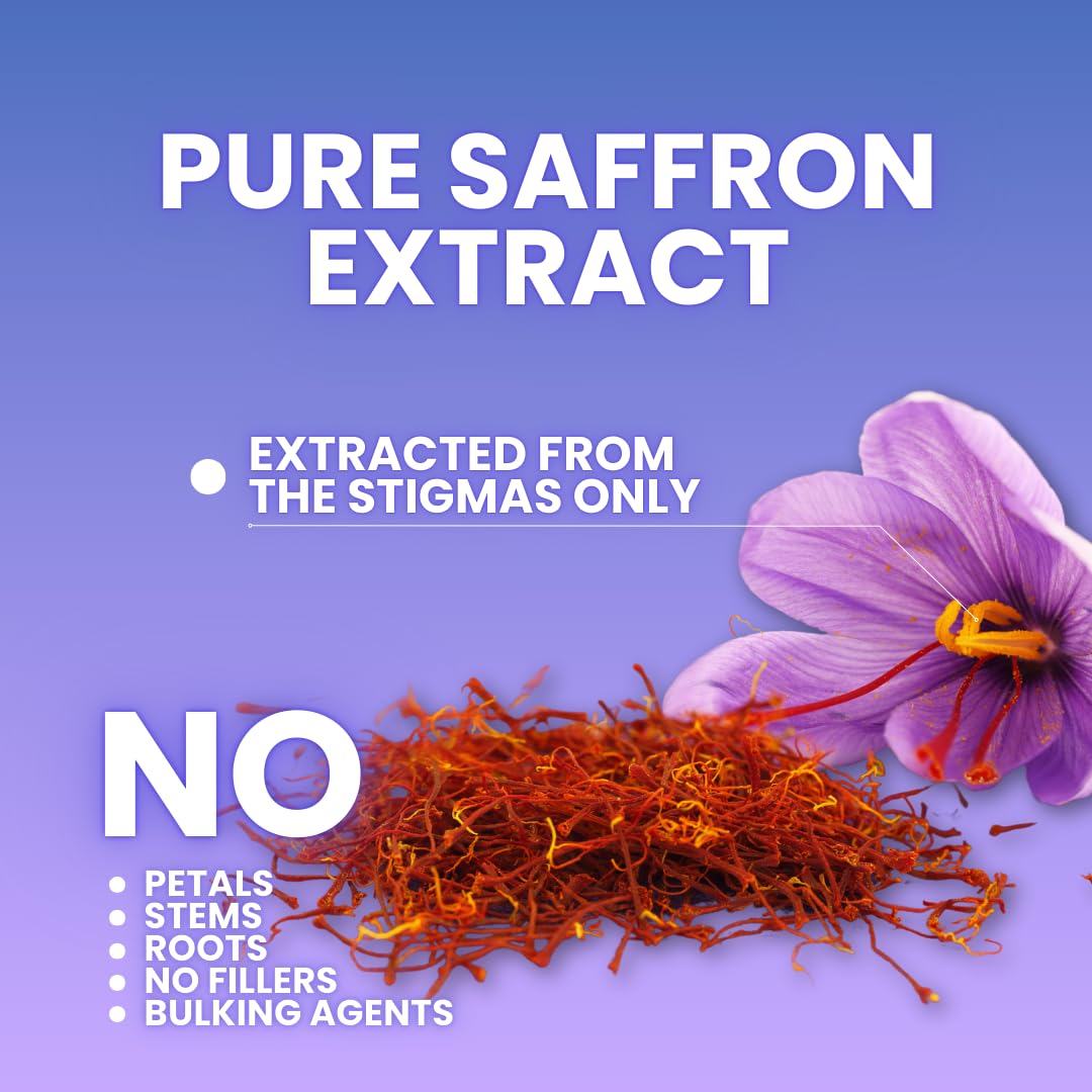 Premium Saffron Extract Supplement 88.5mg per Serving - 60 Vegan Capsules - Non-GMO, Gluten-Free, Made in USA - Mood Support & Stress Relief - Perfect for Daily Wellness Routine & Emotional Balance