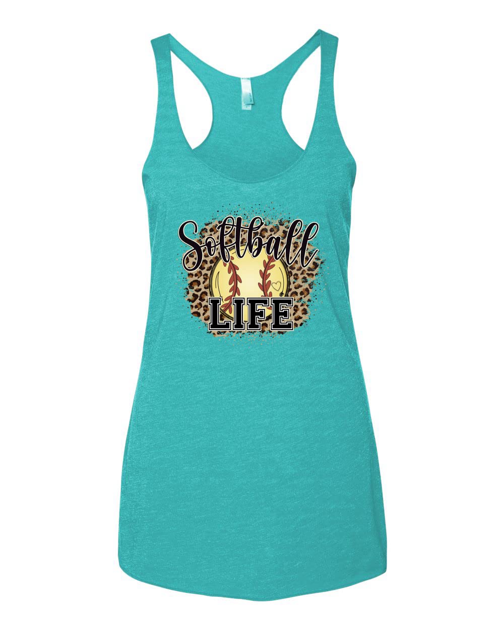 Softball Life Animal Print Girls Sports Tri-Blend Racerback Tank Top - Breathable & Comfortable Athletic Shirt for Softball Practice, Gym Workouts & Casual Wear