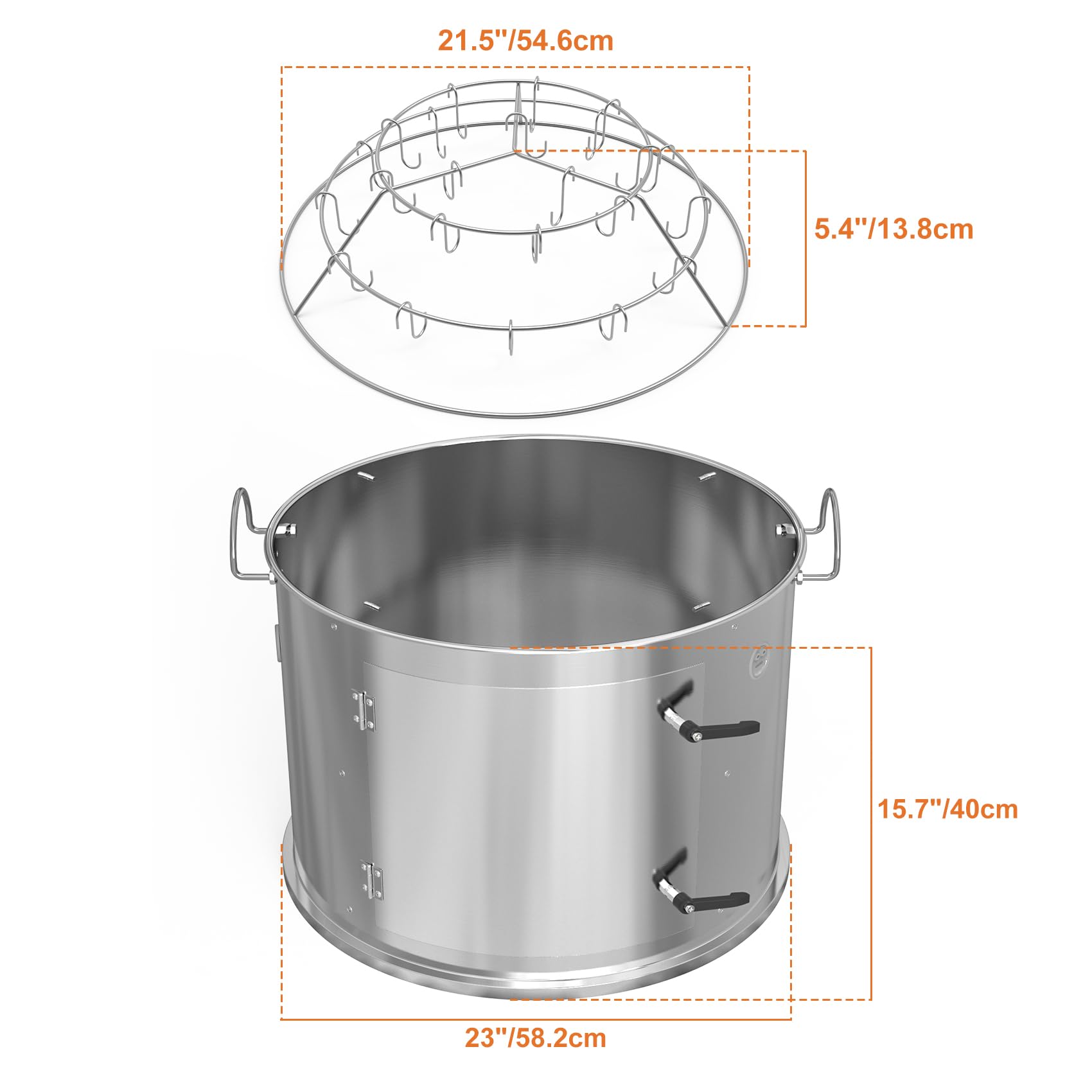 OnlyFire Medium Stainless Steel Smoking Chamber Cooking System for Weber Kettle 57cm Charcoal Grill – Transform Your Kettle into Smokey Mountain Cooker | Perfect for Backyard BBQ, Camping & Outdoor Cooking