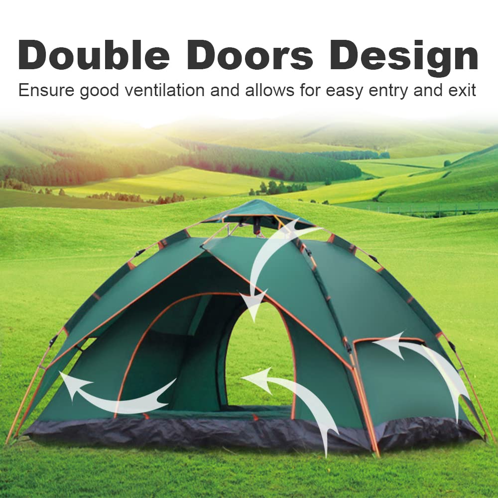 Pop Up Tent for 3-4 Person, Sofoges Instant Automatic Camping Tent with Double Layer Waterproof Design - Perfect for Family Hiking, Backpacking, Beach Trips & Outdoor Adventures