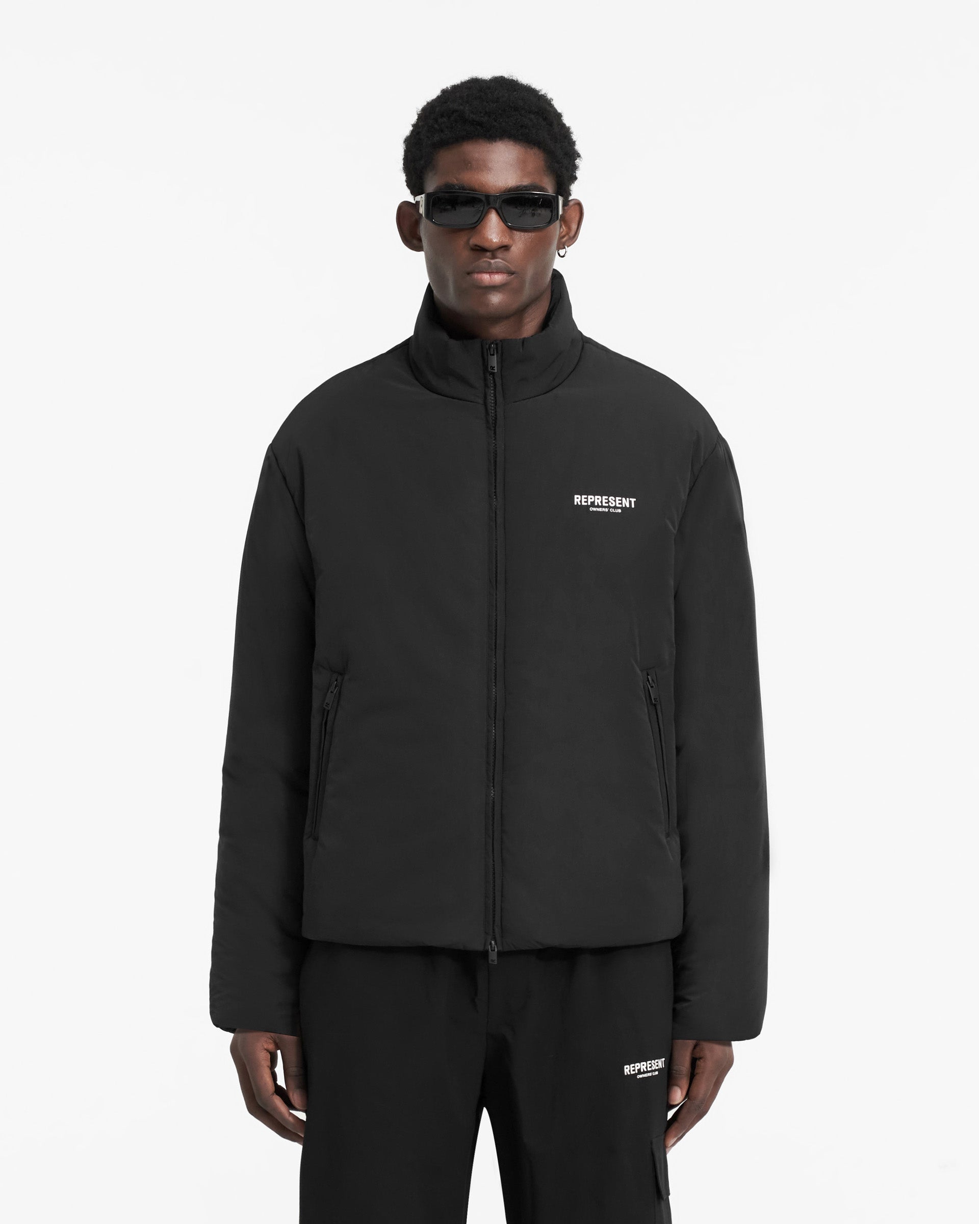 Represent Owners Club Wadded Jacket - Premium Black Puffer Coat for Men | Winter Outerwear for Urban Streetwear & Cold Weather Fashion