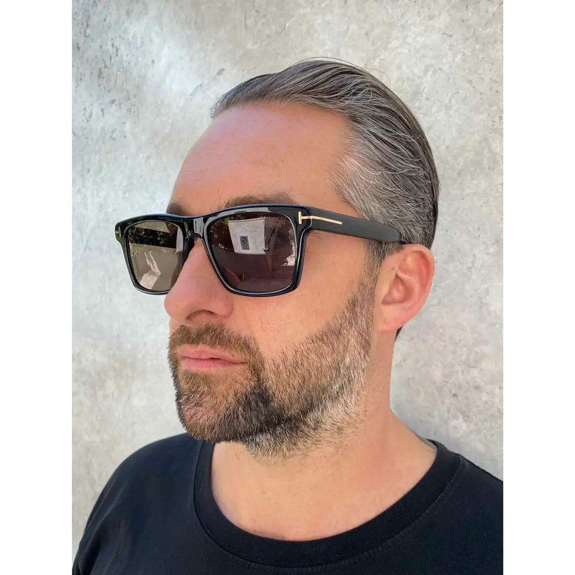 Tom Ford 0906 01H 56 Polarized Sunglasses - Black Brown Gradient Lenses for UV Protection & Glare Reduction | Perfect for Driving, Beach & Outdoor Activities