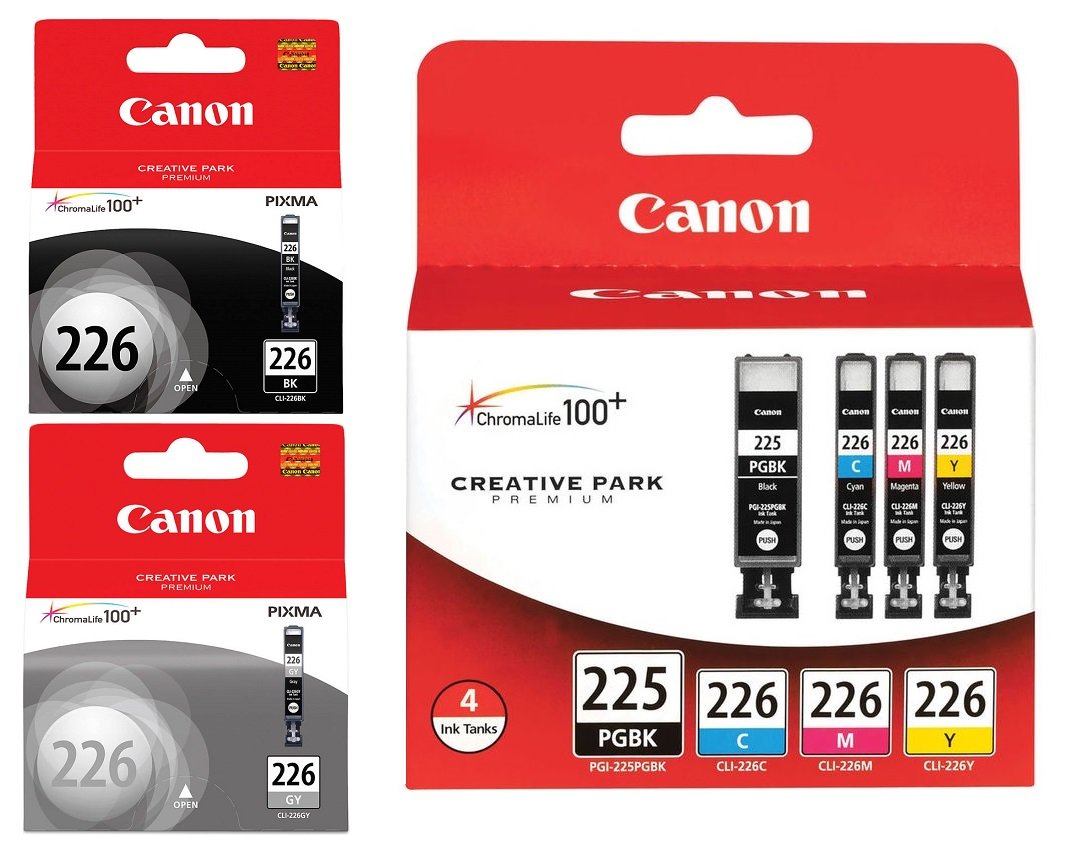 Canon PGI-225 CLI-226 Ink Cartridge Combo Pack - 4-Pack (Black, Gray) for Pixma Printers | High-Quality Genuine Ink | Perfect for Home Office Printing, Photo Printing & Document Printing