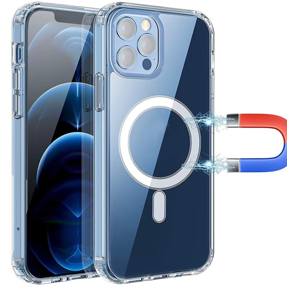 Clear Magnetic Case for iPhone 12 Pro Max | Military-Grade Protection | MagSafe Compatible | Yellow-Resistant Hard Back & Shock-Absorbing Corners | Perfect for Everyday Use, Travel & Outdoor Activities