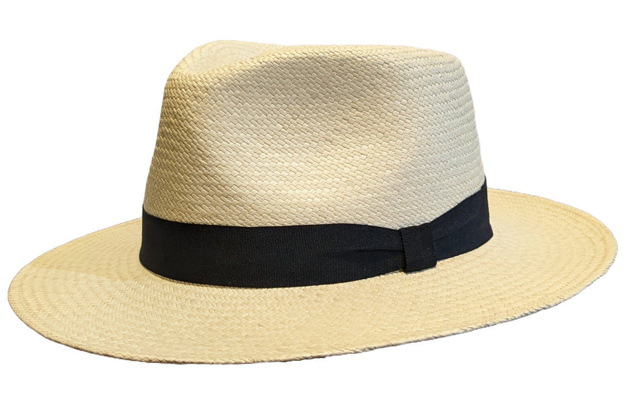 Hand Woven Grade 3 Brisa Panama Hat in Natural with Black Band - Perfect for Beach Vacations, Summer Outfits & Outdoor Events