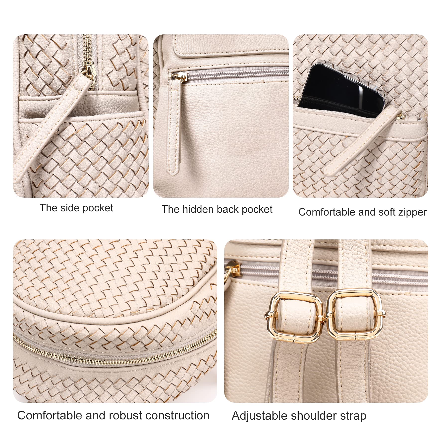 Stylish Woven Backpack for Women - Trendy Large Beige Daypack Purse, Fashionable Travel Backpack for Work, School & Vacation Outfits | Perfect for Commuting, College & Weekend Getaways
