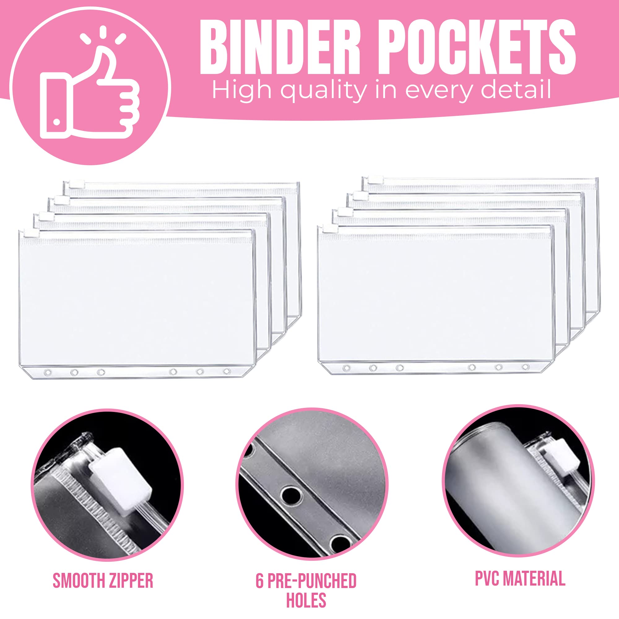 Budget Binder with Zipper Envelopes - Money Organizer for Cash System - Pink Cash Envelopes for Budgeting & Money Saving | Perfect for Personal Finance, Dave Ramsey Envelope Method, and Home Budget Planning