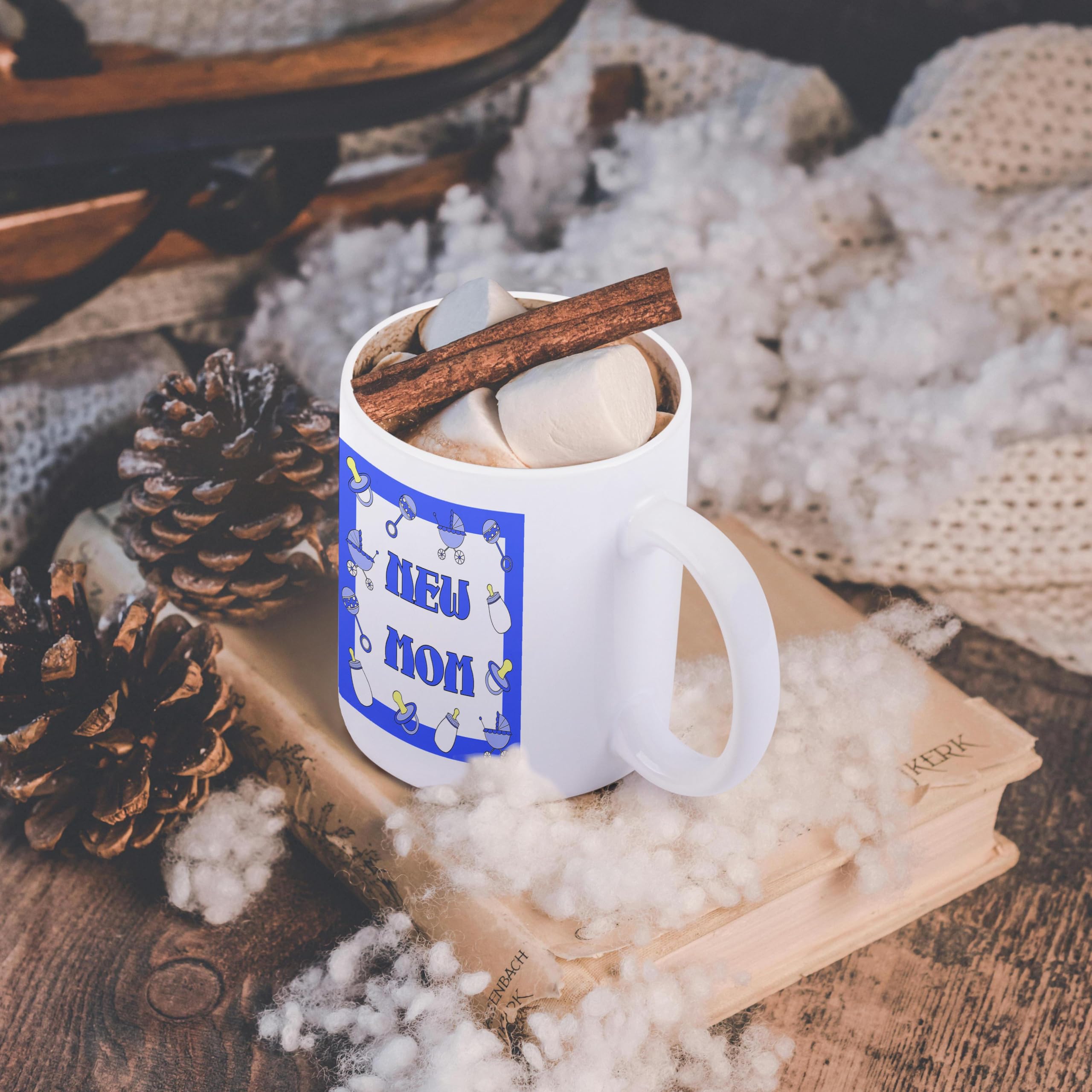 3D Rose New Mom Gifts - Blue Baby Boy Coffee Mug 11 oz, Ceramic Cup for Hot & Cold Drinks - Perfect for Mother's Day, Baby Shower & Nursery Decor