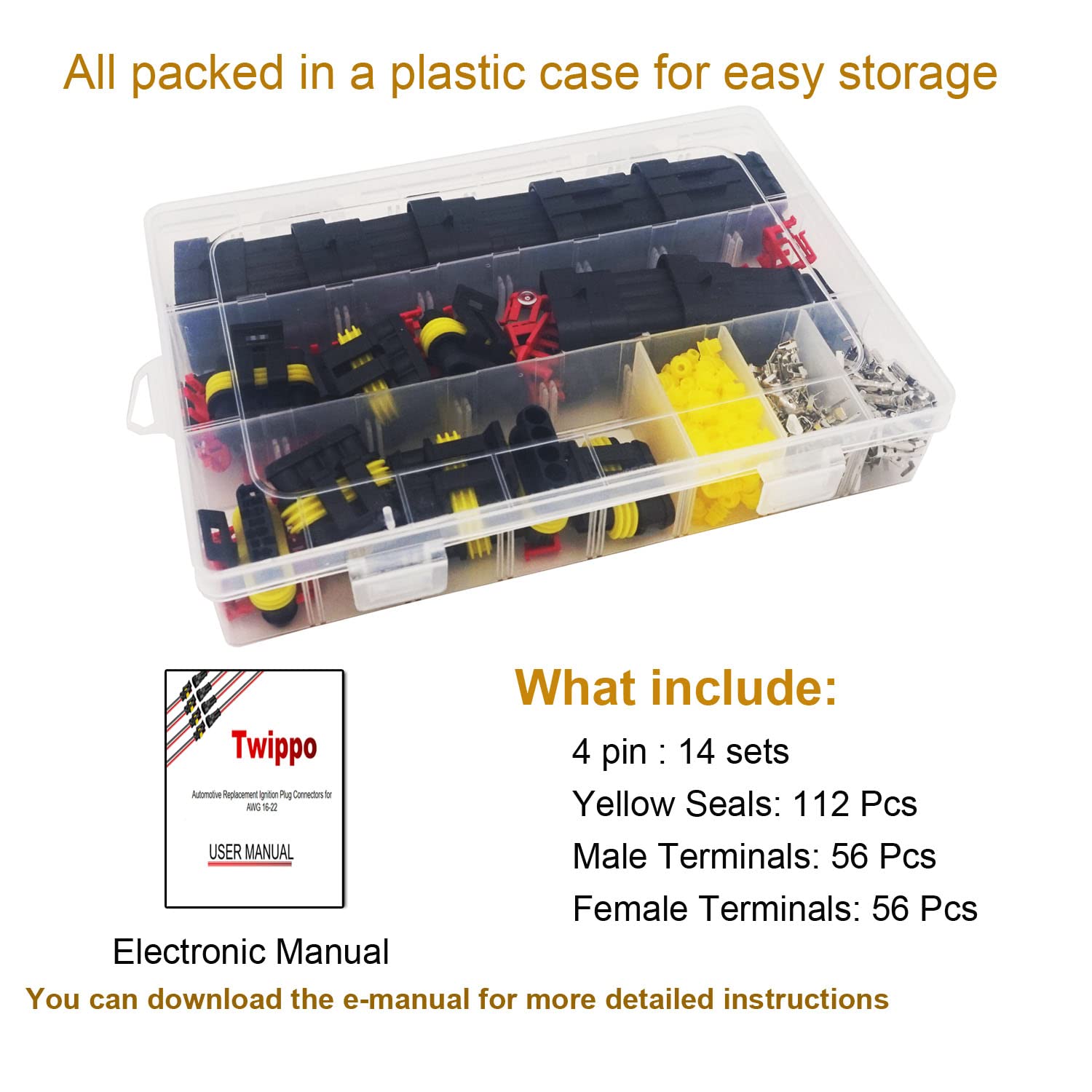 14 Pcs 4 Pin Automotive Electrical Connectors - Quick Connect Waterproof 4 Way Wire Connectors for Car, Truck, Boat & RV Wiring - Secure & Durable Electrical Connections