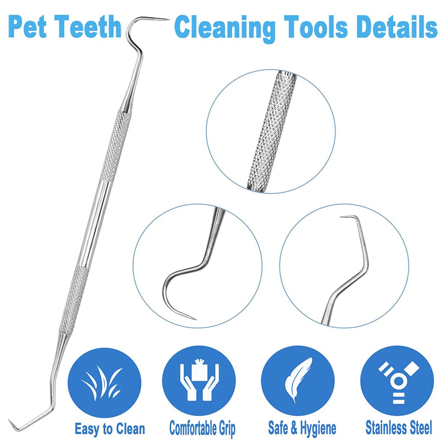 8 Pack Dog Teeth Cleaning Kit - Stainless Steel Plaque Remover, 3 Scrapers, 2 Toothbrushes & 3 Finger Brushes for Small & Large Dogs | At-Home Dental Care for Fresher Breath & Healthier Gums