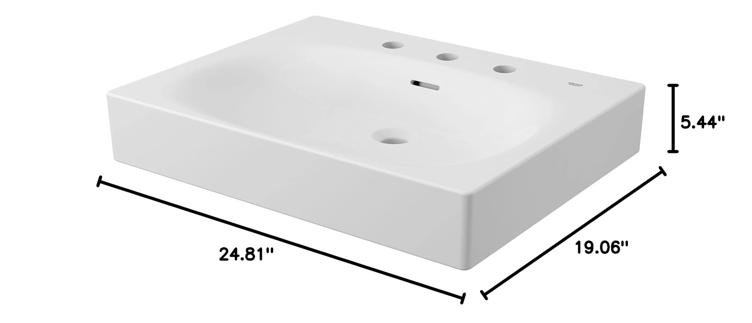 GROHE 39655000 Eurocube Bathroom Sink - Modern Square Ceramic Vessel Sink in Alpine White for Bathroom Vanity & Powder Room Upgrade