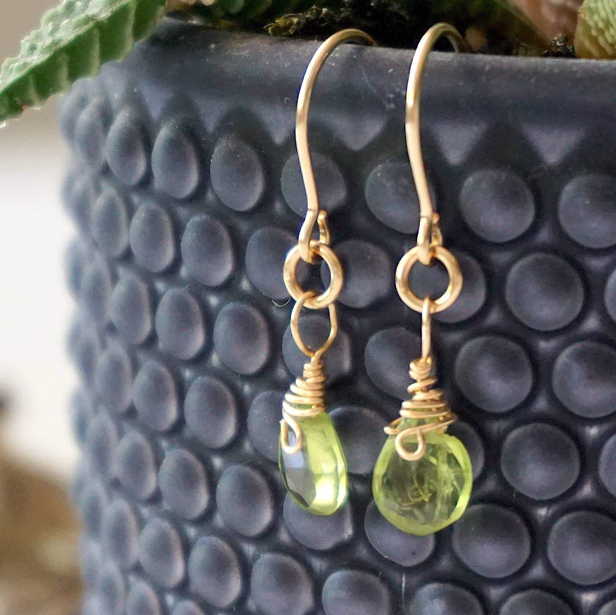 Peridot Earrings for Women - 14k Gold Filled Teardrop Dangle Earrings | Perfect for Weddings, Parties & Everyday Elegance