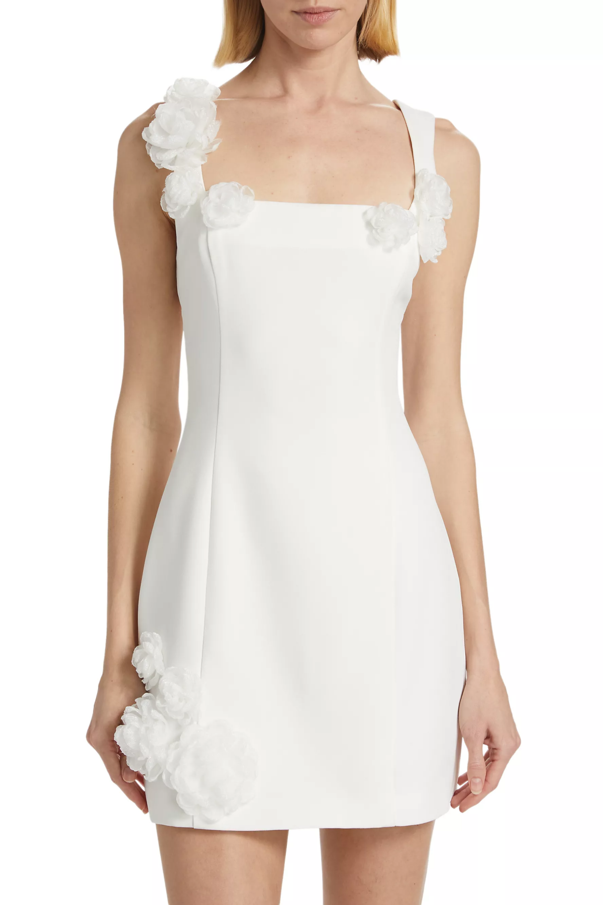 Dilanne Floral Appliqué Mini Dress for Women - Elegant White Summer Party Cocktail Dress | Perfect for Weddings, Dates & Special Occasions