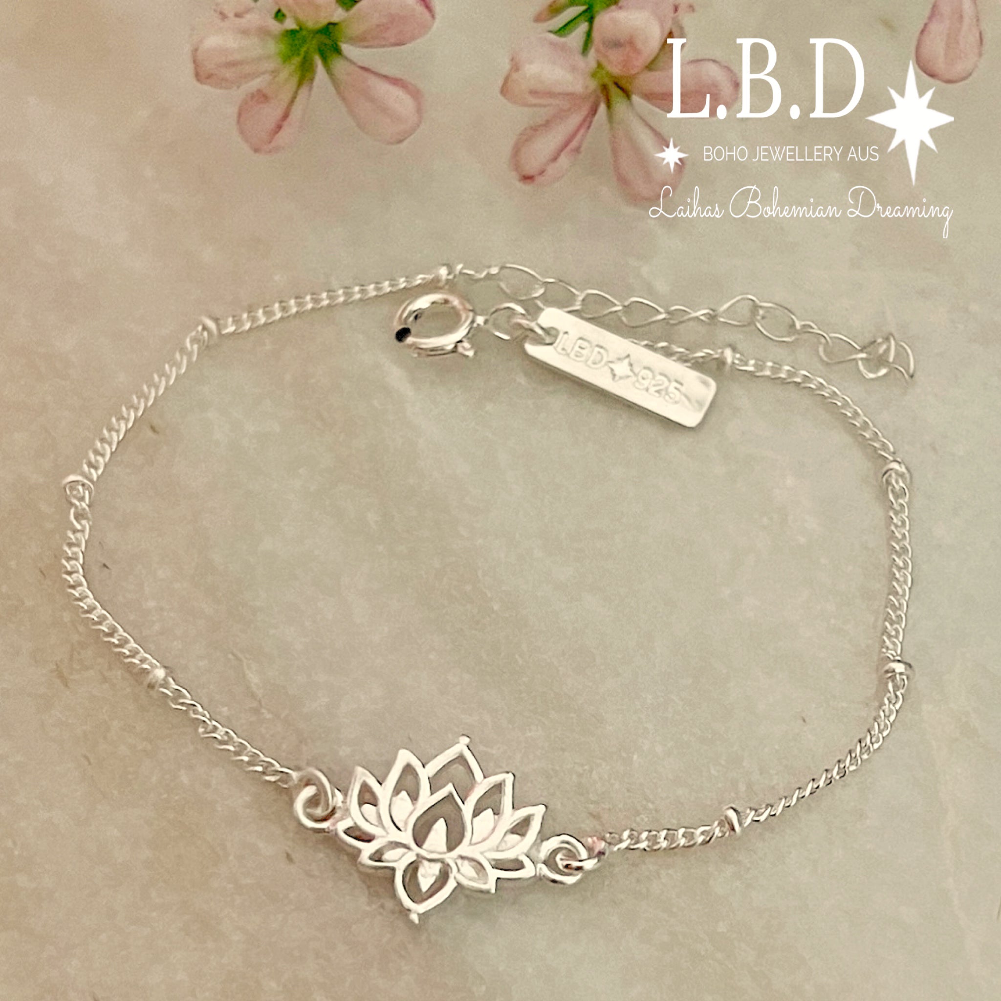 Lotus Flower Sterling Silver Bracelet for Women - Elegant Adjustable Bangle with Handmade Floral Design - Perfect for Yoga, Meditation, Boho Fashion & Gift Giving