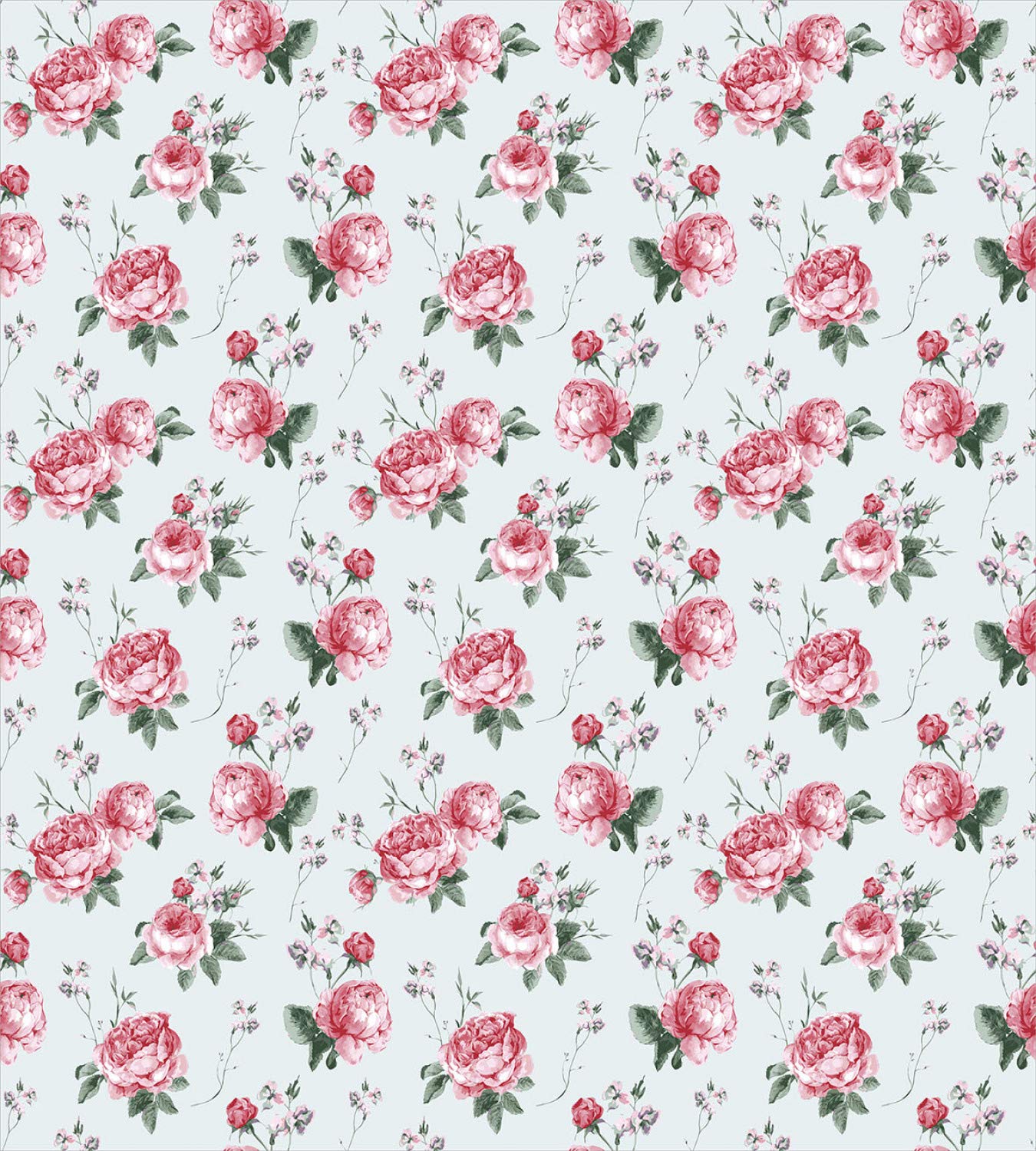 Ambesonne Shabby Floral Duvet Cover Set - Romantic Spring Summer Garden Roses with Leaves Design - 2 Pack Twin Size Bedding Set (2 Duvet Covers + 2 Pillowcases) in Almond Green & Pale Pink - Perfect for Guest Rooms, Dorm Decor & Boho Chic Bedroom Makeover