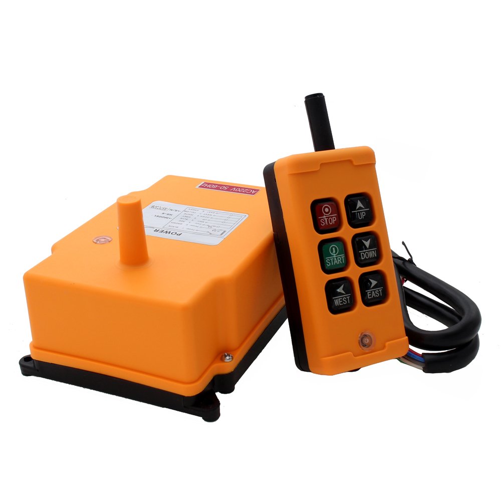 6 Key Industrial Crane Remote Control Wireless Transmitter with Push Button Switch (AC/DC 12-24V) - Perfect for Overhead Cranes, Hoists, and Material Handling Equipment
