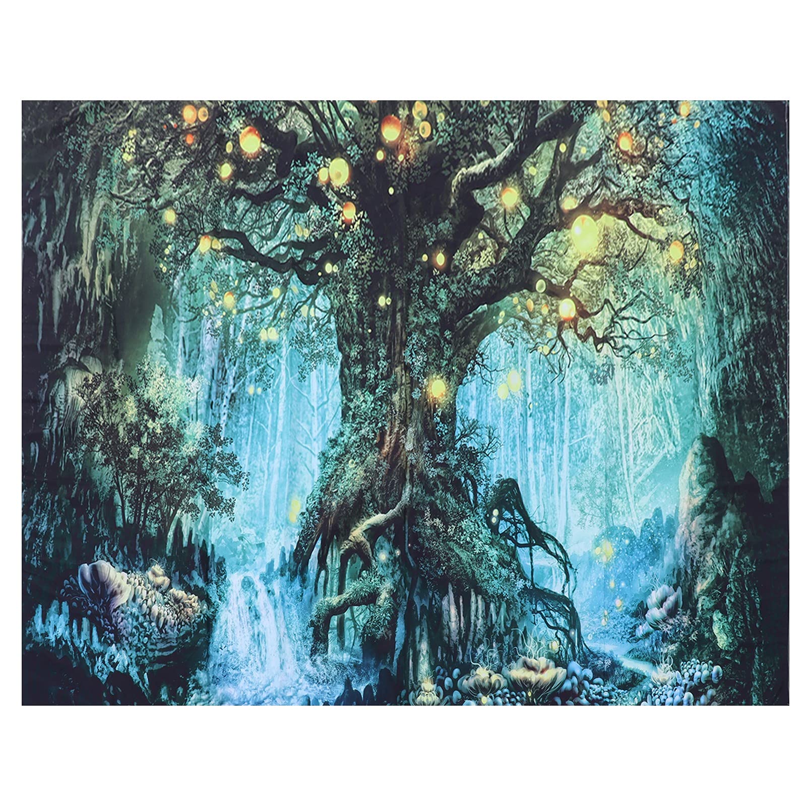 Forest Tree Elves Tapestry Wall Hanging - 150x150cm Polyester Decor for Living Room & Bedroom