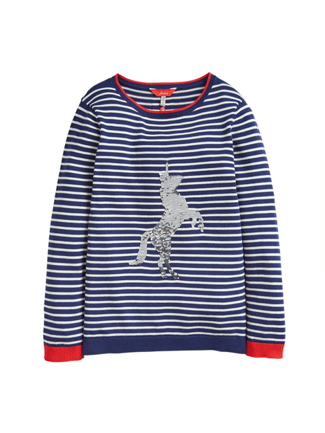 Joules Miranda Navy Stripe Sequin Horse Sweater - Stylish Equestrian Pullover for Women | Perfect for Riding, Casual Wear & Countryside Outings