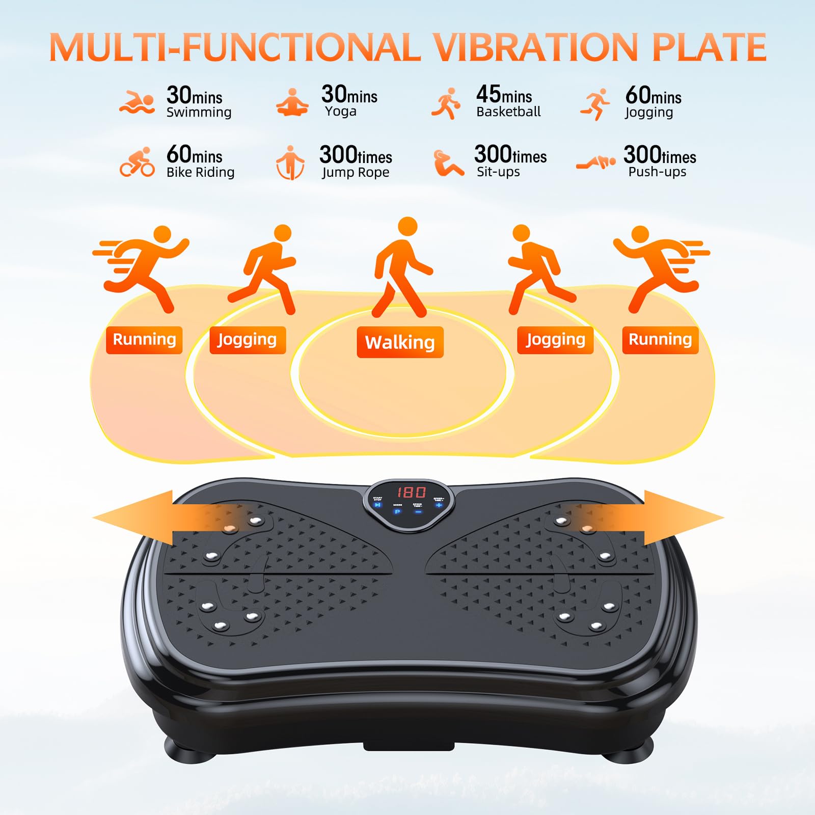 Vibration Plate Exercise Machine for Weight Loss & Full Body Toning - 180 Adjustable Speeds, 400 lbs Capacity - Lymphatic Drainage & Muscle Recovery - Perfect for Home Gym, Physical Therapy & Fitness Training