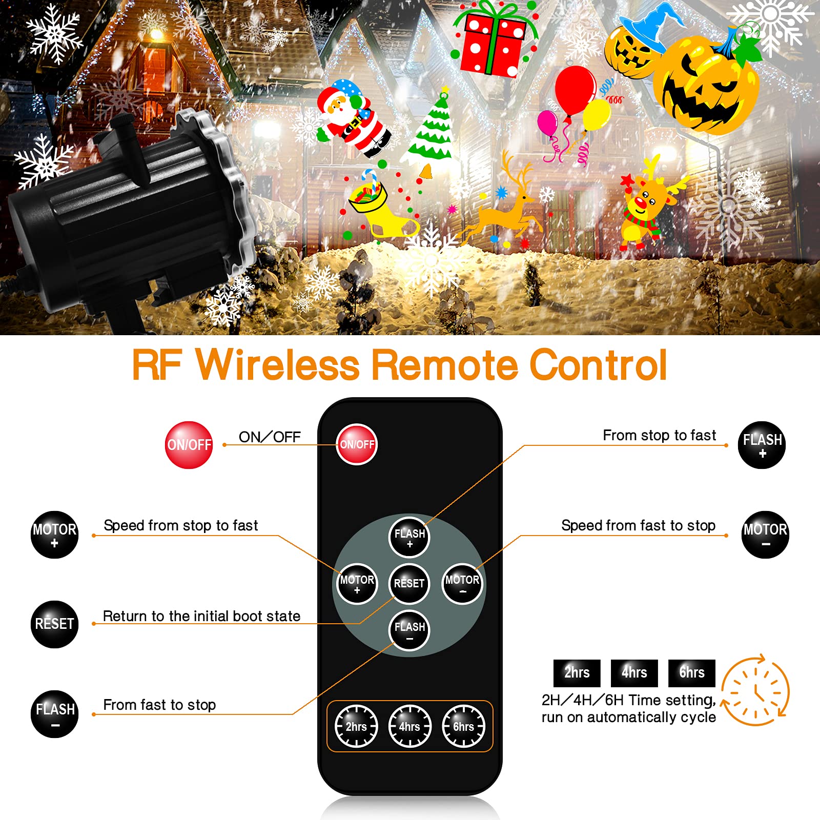Outdoor Holiday Projector Lights - 10 Themes, 16 Slides, Waterproof with Remote Control & Timer - Perfect for Valentine's Day, Easter, Halloween, Birthday Parties & Year-Round Decorations