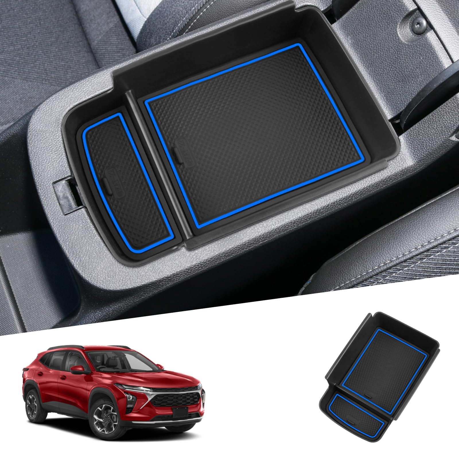 2024 Chevy Trax Center Console Organizer Tray - Compatible with Trax LS/1RS/LT/2RS/ACTIV Models - Armrest Storage Box Insert for Car Accessories | Perfect for Road Trips & Daily Commute Organization