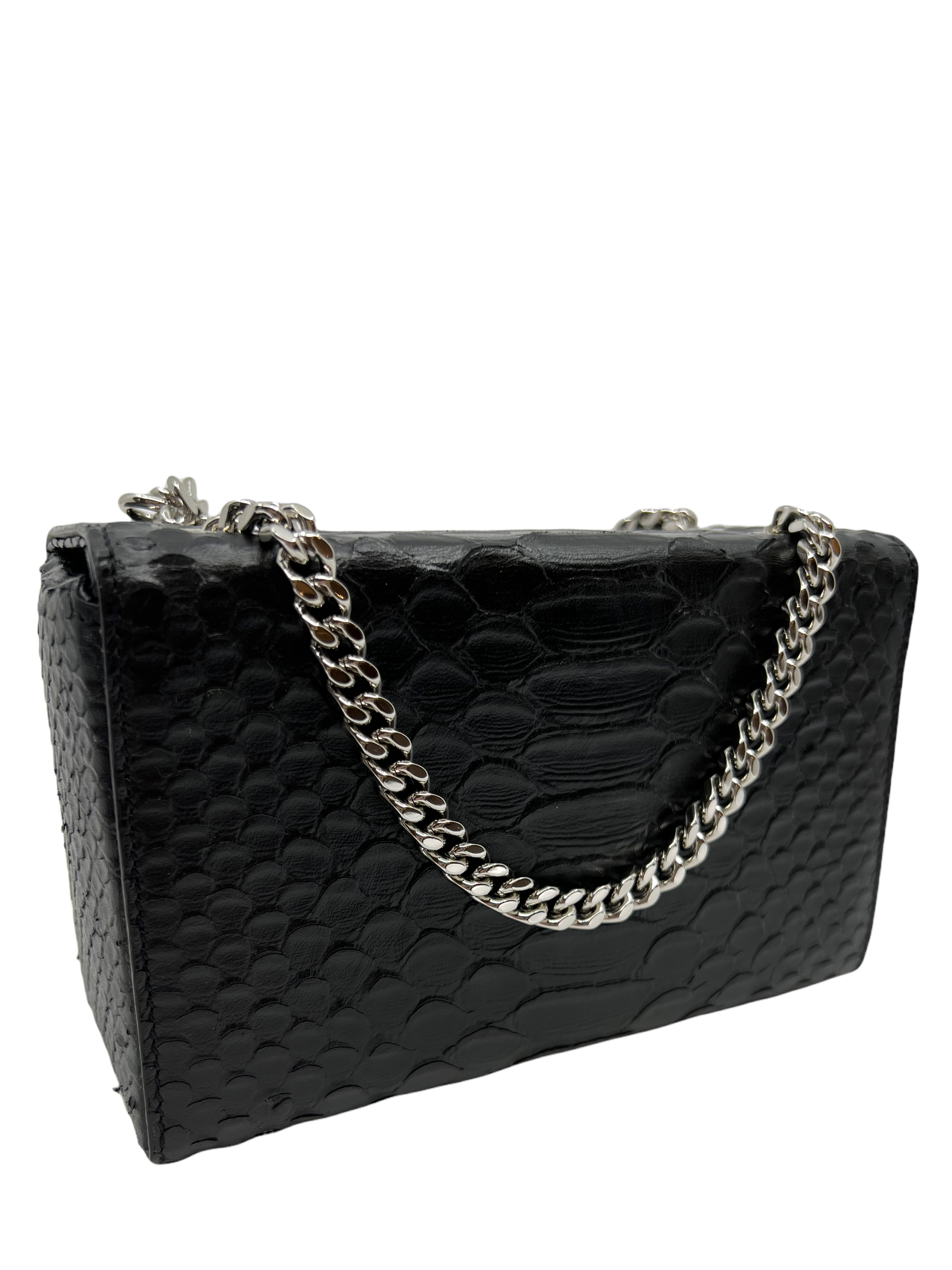 Saint Laurent Calfskin Snakeskin Embossed Mini Shoulder Bag for Women | Luxury Designer Crossbody Purse | Perfect for Evening Parties, Date Nights & Special Occasions