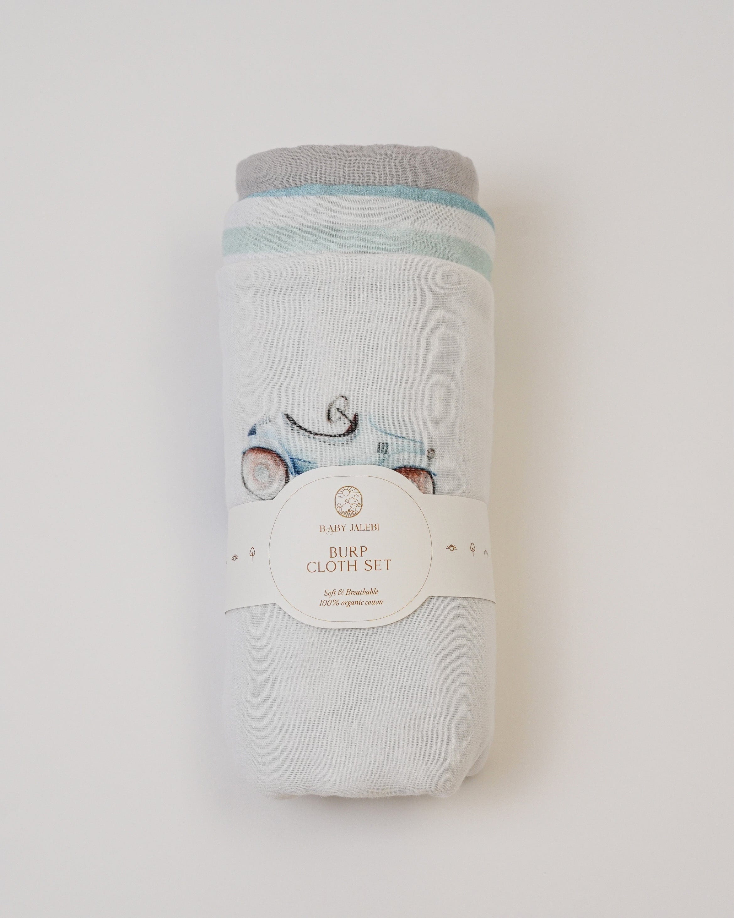 3 Pack Soft Burp Cloths for Babies - Absorbent Roadster, Grey & Striped Patterns - Perfect for Feeding, Spit-Up & Messy Moments