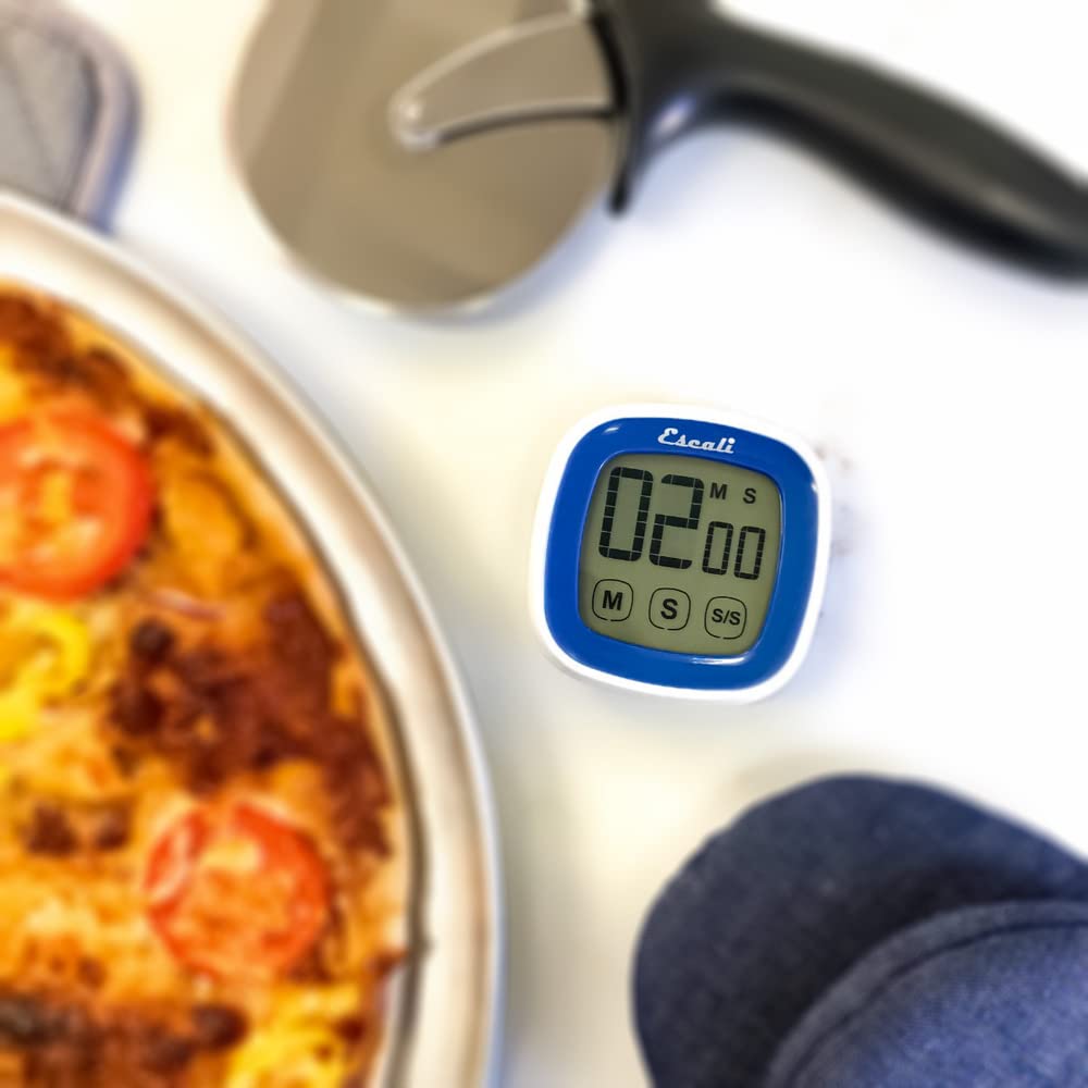 Escali Digital Timer with Touch Screen LCD Display - Easy to Read, Battery Saving, Touch Sensitive Controls (Blue) - Perfect for Cooking, Baking, Fitness, and Lab Experiments