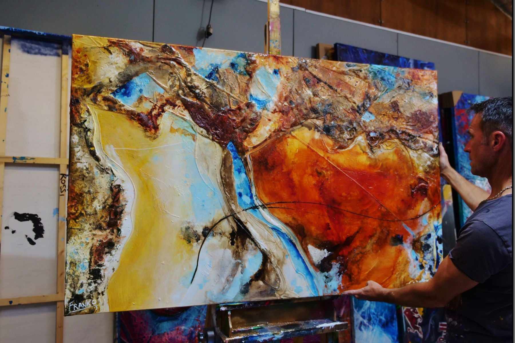 Rusted Landscape 160cm x 100cm Sienna Textured Abstract Canvas Art - Perfect for Modern Living Room, Office & Gallery Wall Decor
