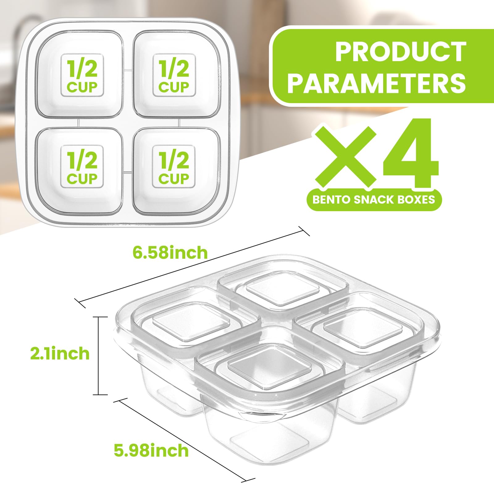 AQSXO 5-Piece Bento Box Set - Reusable Divided Food Storage Containers with Lids for Meal Prep, Lunch, Travel & Office Use | Leak-Proof Snack Containers for Adults & Kids | Perfect for Picnics, School & Work