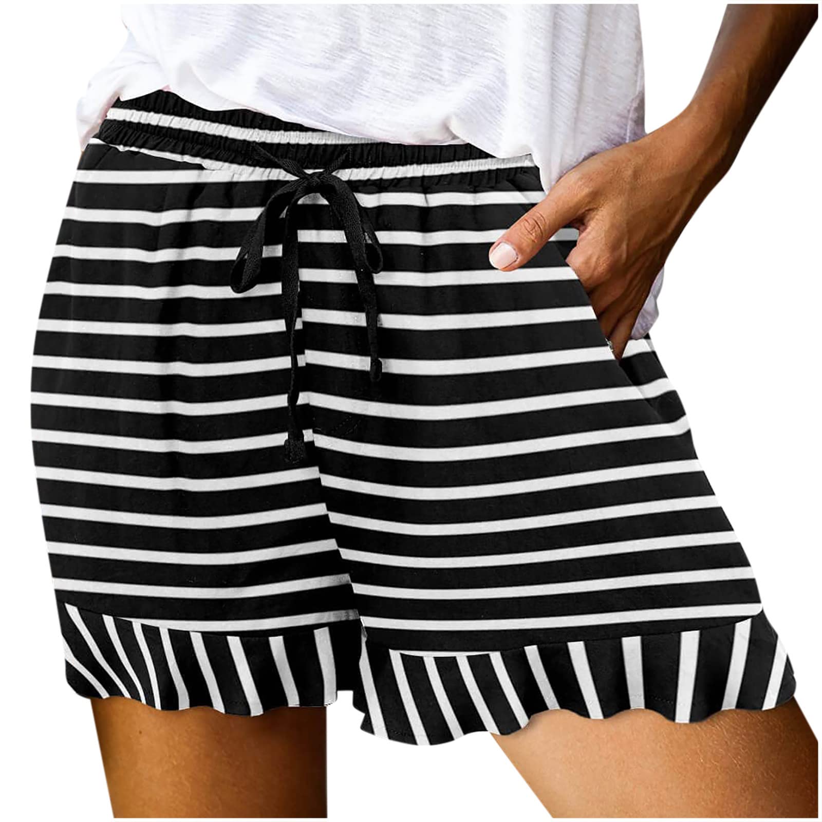 Women's 2023 Summer Casual Shorts with Drawstring Waist & Pockets - Perfect for Workouts & Lounging