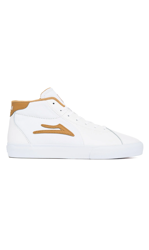 Lakai Flaco II Mid Mens Skate Shoes - White/Tobacco - High Top Sneakers for Skateboarding & Streetwear Fashion